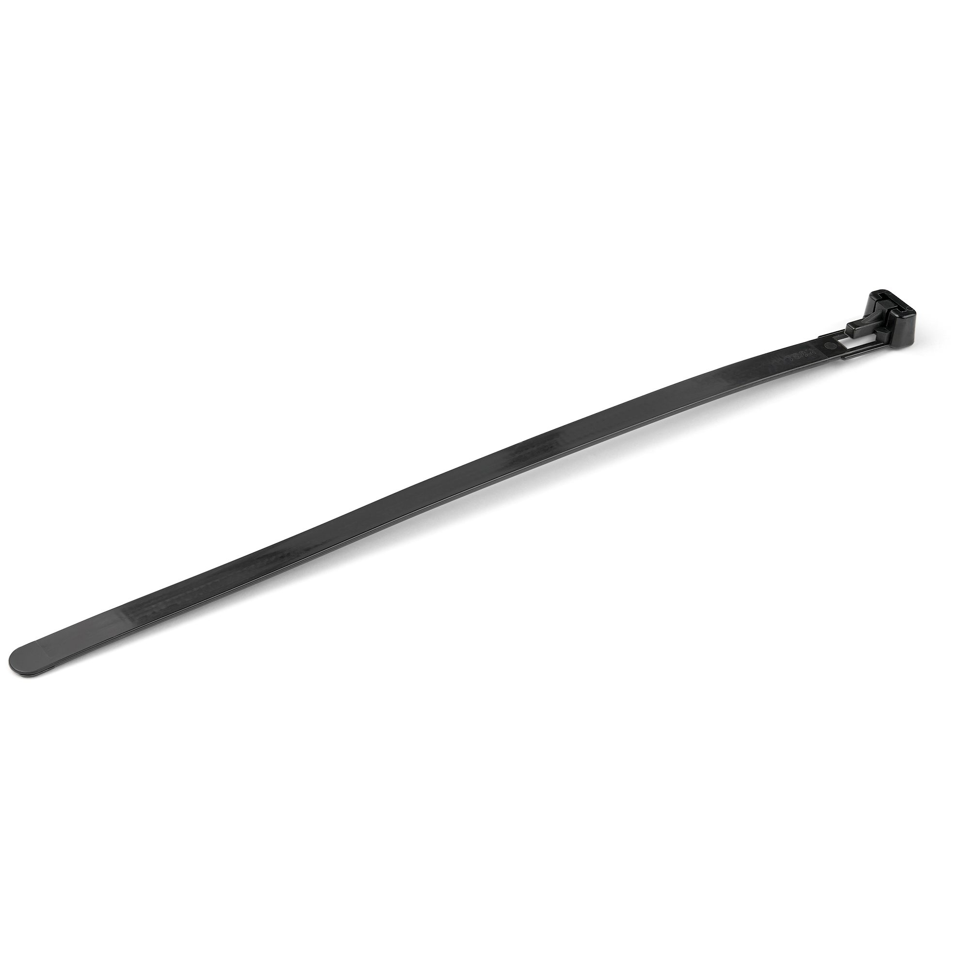Startech 20cm(8") Reusable Cable Ties, 7mm(1/4") wide, 50mm(1-7/8") Bundle Dia. 22kg(50lb) Tensile Strength, Releasable Nylon Ties, Indoor/Outdoor, 94V-2/UL Listed, 100 Pack, Black - Nylon 66 Plastic - TAA (CBMZTRB8BK) - Cable tie - 20 cm - black - TAA Co