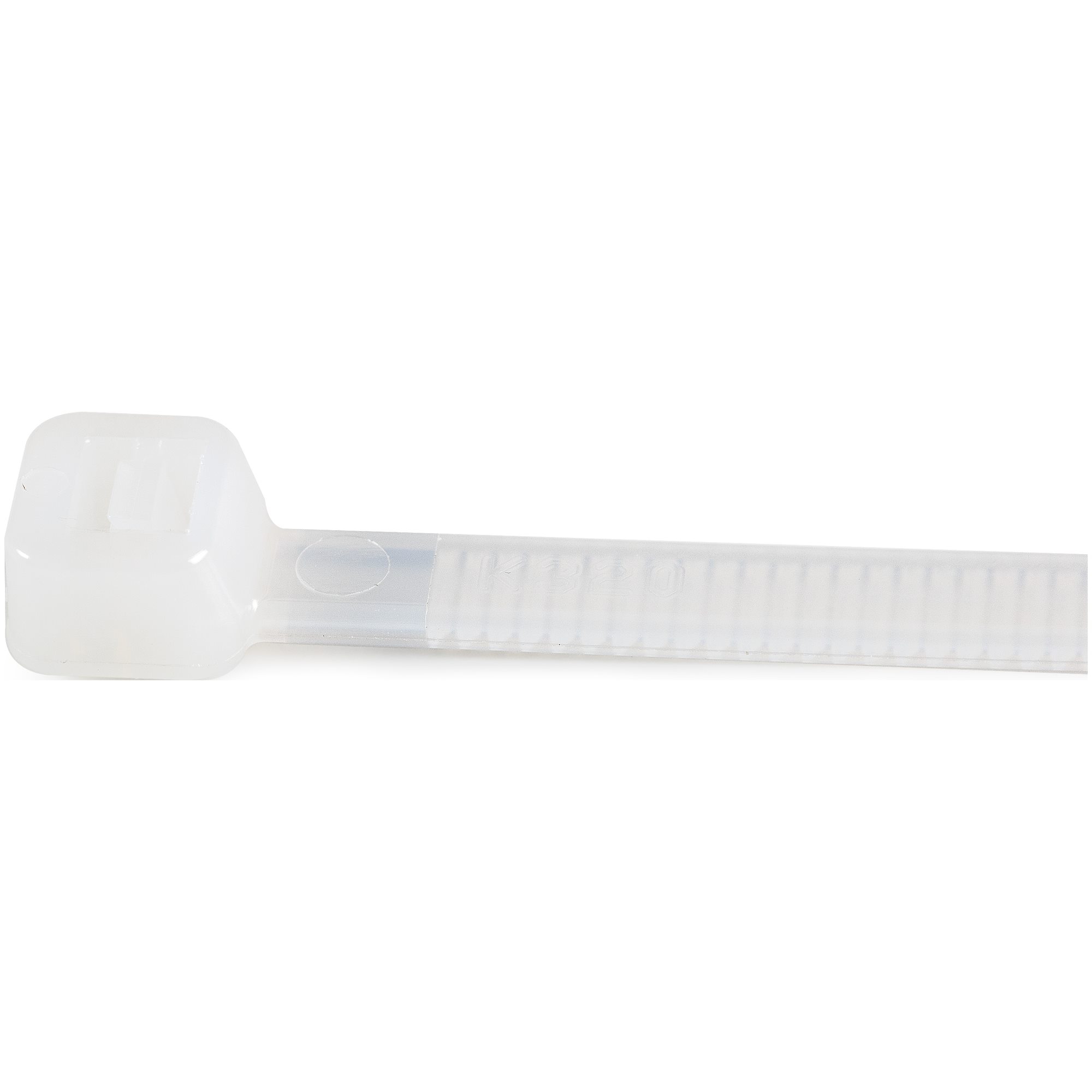 Startech 20cm(8") Cable Ties, 4mm(1/8") wide, 55mm(2-1/8") Bundle Diameter, 22kg(50lb) Tensile Strength, Nylon Self Locking Zip Ties with Curved Tip, 94V-2/UL Listed, 100 Pack, White - Nylon 66 Plastic - TAA (CBMZT8N) - Cable tie - 20.32 cm - white - TAA
