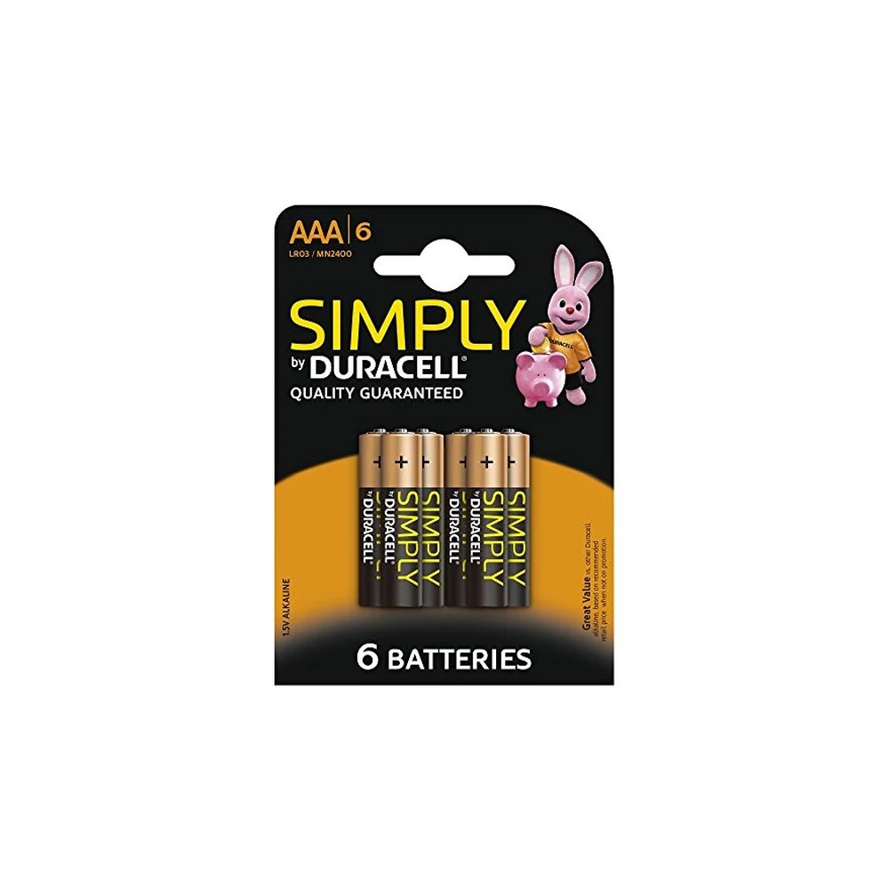 Duracell Simply Alkaline Pack of 6 AAA Batteries