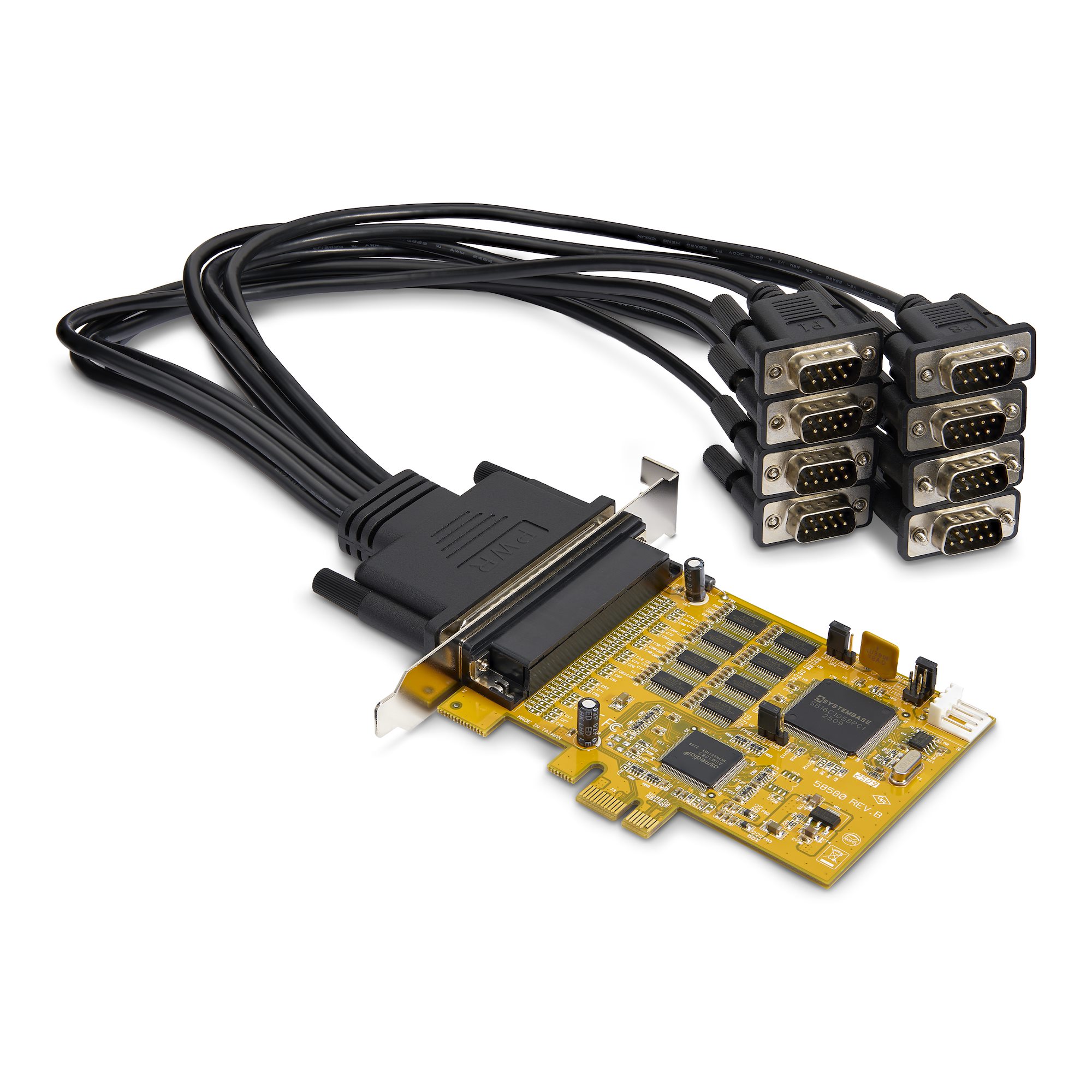 Startech 8-Port PCI Express RS232 Serial Adapter Card, PCIe RS232 Serial Card, 16C1050 UART, Multiport Serial DB9 Controller/Expansion Card, 15kV ESD Protection, Windows & Linux - Up to 921.6 Kbps Baud - Serial adapter - PCIe - RS-232 x 8 - yellow - TAA C