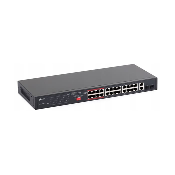 TP-Link TL-SL1226P 24-Port Metal 10/100Mbps + 2-Port Gigabit Unmanaged PoE+ Switch (250W)