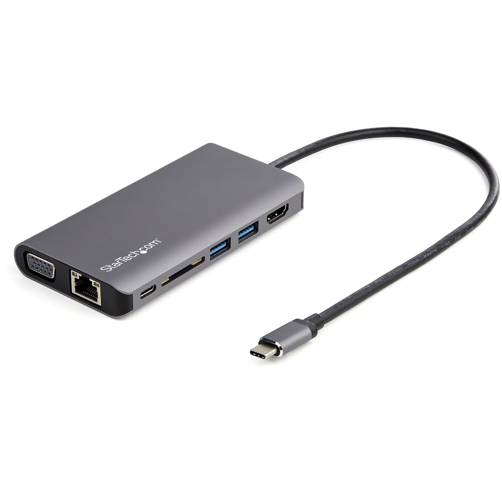 Startech USB C Multiport Adapter, USB-C Mini Travel Dock with 4K HDMI or 1080p VGA, 3x USB 3.0 Hub, SD, GbE, Audio, 100W PD Pass-Through, Portable Docking Station for Laptop/Tablet - USB 3.0 Mini Dock - Docking station - USB-C - VGA, HDMI - 1GbE