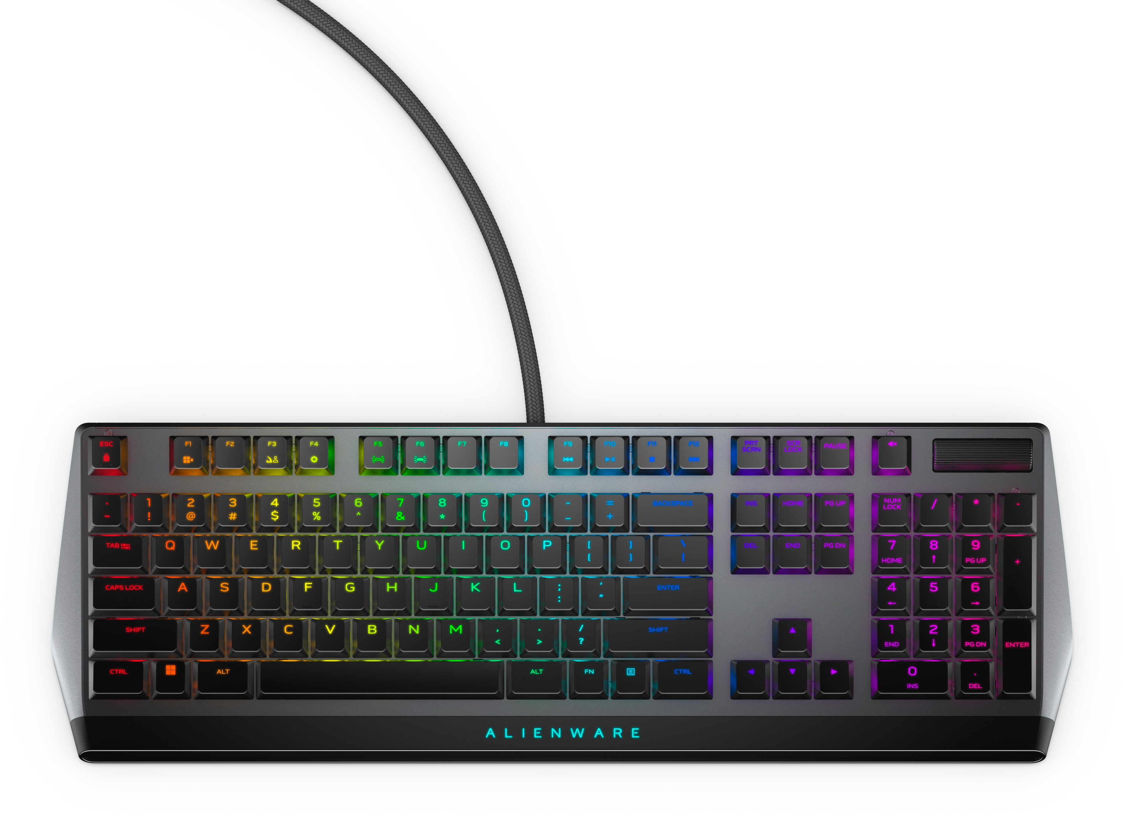 Alienware AW510K - Keyboard - backlit - USB - key switch: CHERRY MX Low Profile Red - lunar light - for Alienware Area-51, Aurora, Aurora R10, Aurora R9, M15, M17, G5 5090, XPS 8940