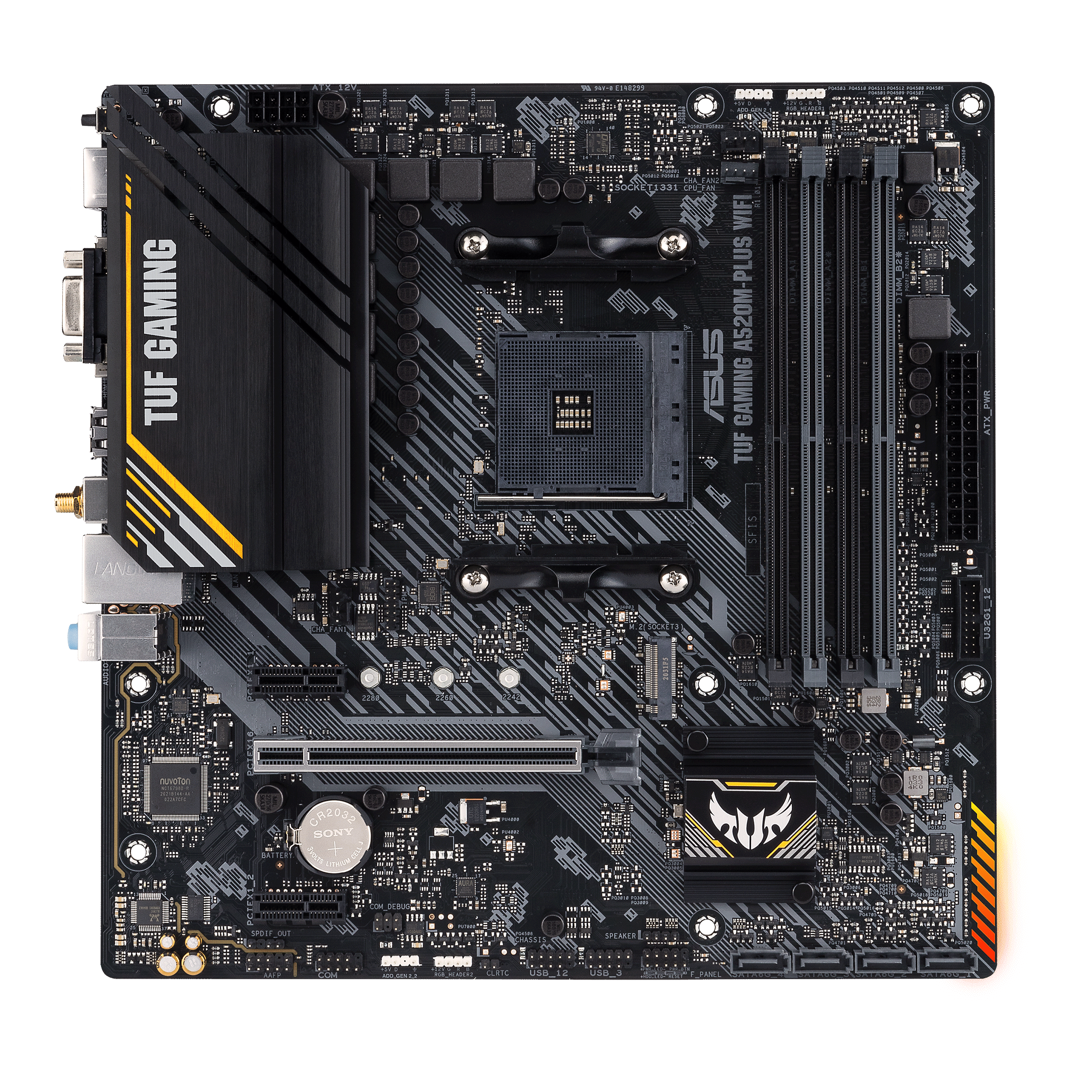 ASUS TUF GAMING A520M-PLUS WIFI - Motherboard - micro ATX - Socket AM4 - AMD A520 Chipset - USB 3.2 Gen 1 - Gigabit LAN, Wi-Fi, Bluetooth - onboard graphics (CPU required) - HD Audio (8-channel)