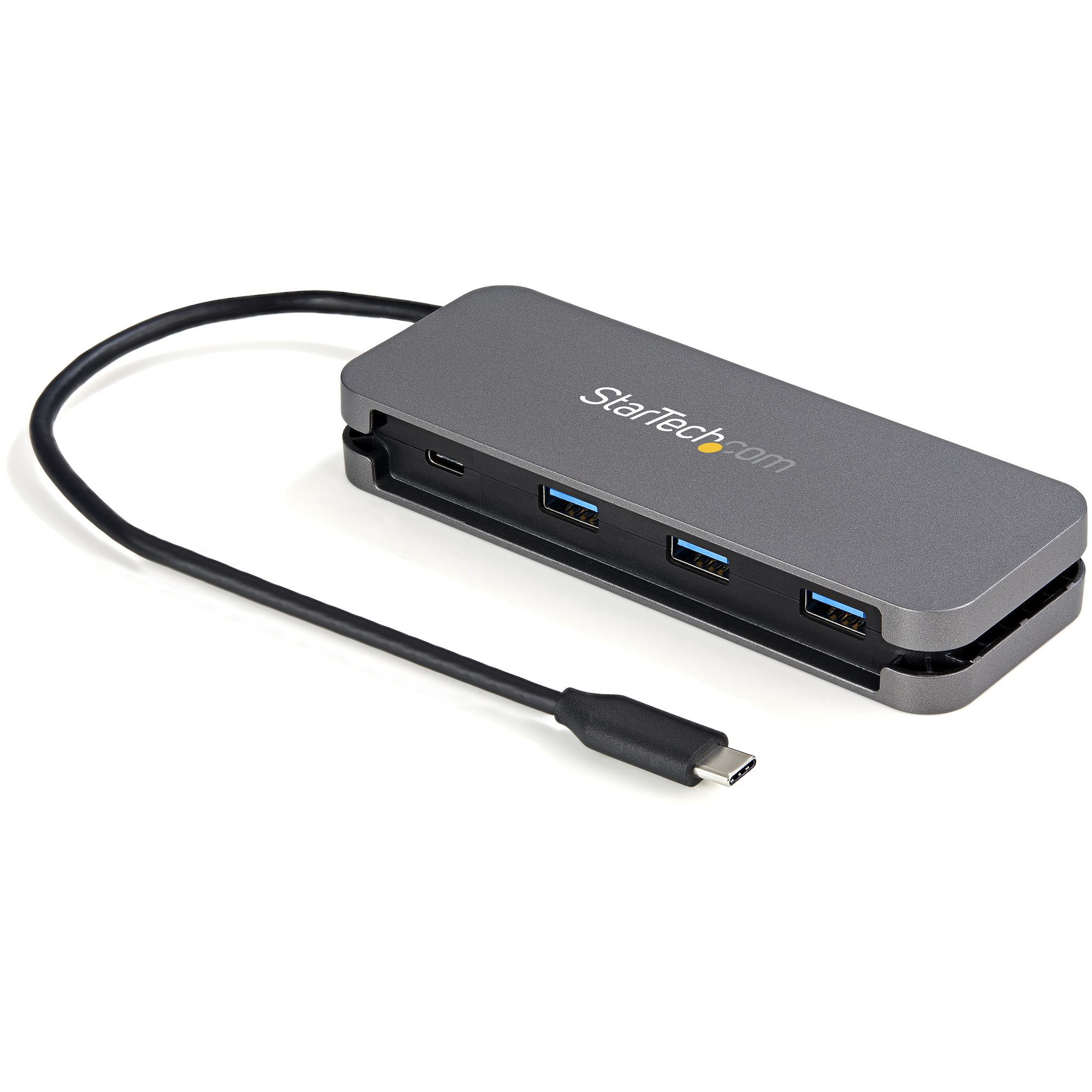 Startech 4 Port USB C Hub - 3x USB-A/1xUSB-C - 5Gbps USB 3.0 Type-C Hub (3.2 Gen 1) - Bus Powered - 11.2" Cable w/ Cable Management (HB30CM3A1CB) - Hub - 3 x USB 3.2 Gen 1 + 1 x USB-C 3.2 Gen 1 - desktop