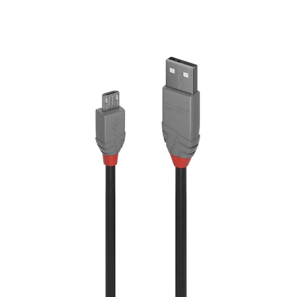 Lindy 36734 3m USB-A (M) 2.0 To USB Micro-B (M) 2.0 Anthra Line 480Mbps Cable - Black