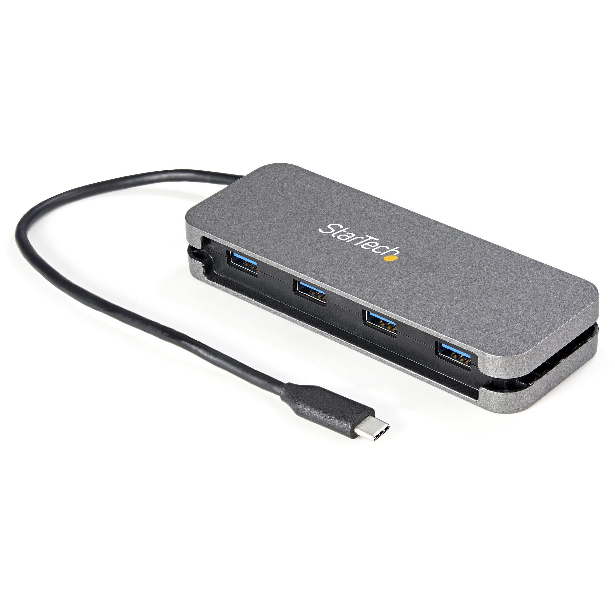 Startech 4 Port USB C Hub - 4x USB-A - 5Gbps USB 3.0 Type-C Hub (USB 3.2/3.1 Gen 1) - Bus Powered - 11" Long Cable w/ Cable Management (HB30CM4AB) - Hub - 4 x USB 3.2 Gen 1 - desktop