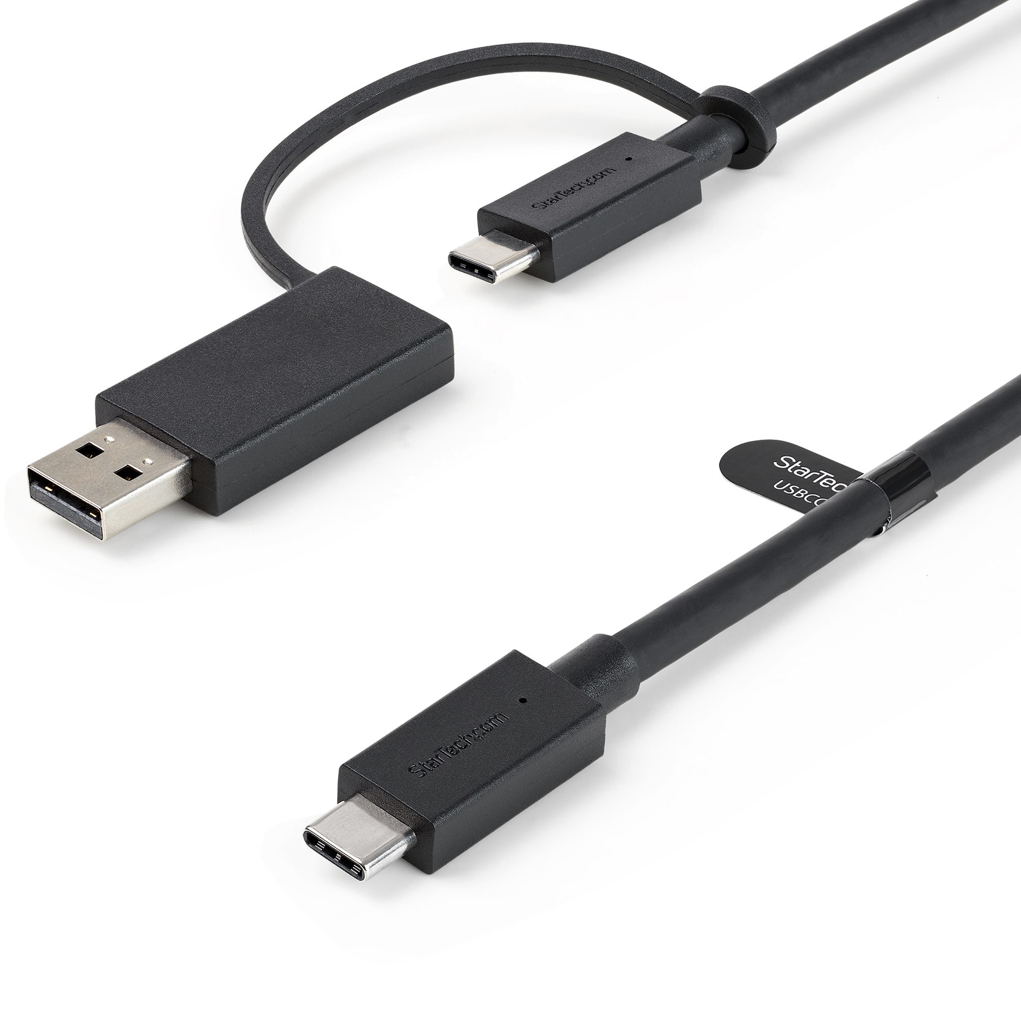 StarTech 3ft (1m) USB C Cable w/ USB-A Adapter Dongle, Hybrid 2-in-1 USB C Cable w/ USB-A | USB-C to USB-C (10Gbps/100W PD), USB-A to USB-C (5Gbps), USB-A Host to USB-C DisplayLink Dock - Ideal for Hybrid Dock (USBCCADP) - USB cable - USB-C (M) to USB-C (