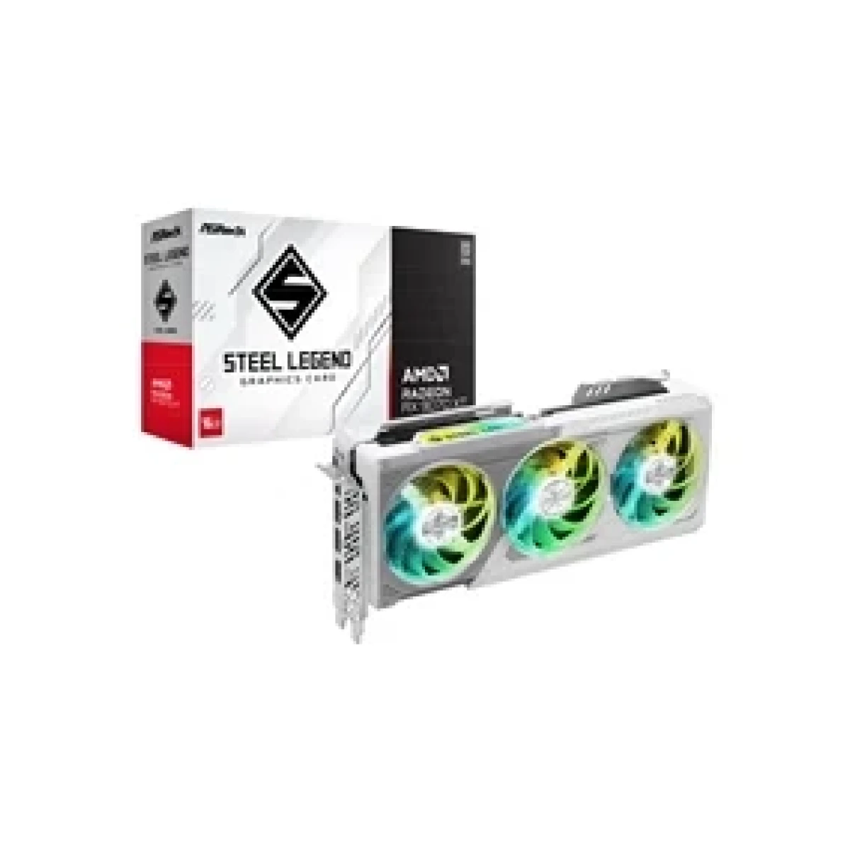 ASRock AMD Radeon RX 9070 XT Steel Legend 16GB GDDR6 Graphics Card, 4096 Streams, 2970MHz Boost Clock, Triple Fan, 3x DisplayPorts / 1x HDMI Port