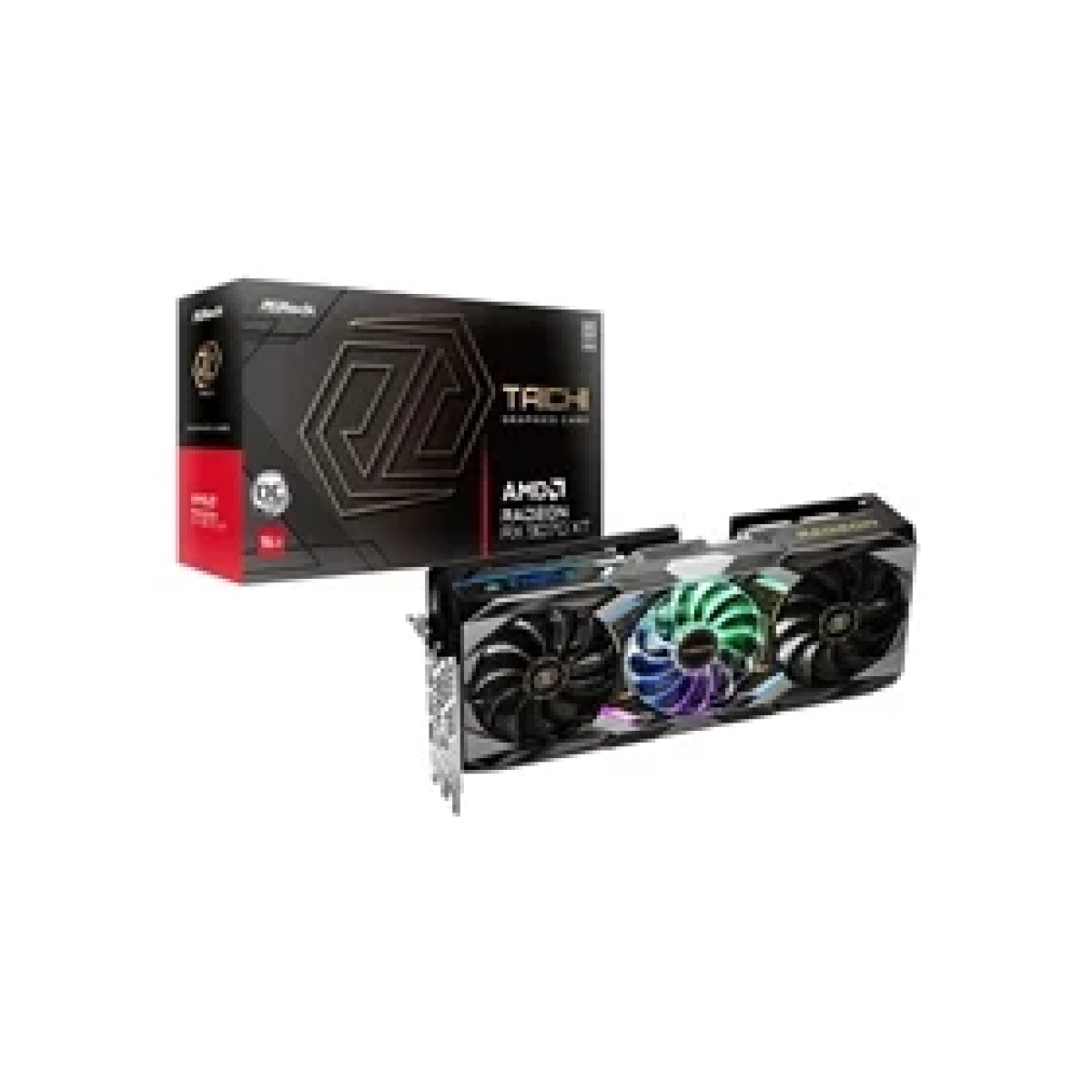 ASRock AMD Radeon RX 9070 XT Taichi 16GB OC GDDR6 Graphics Card, 4096 Streams, 3100MHz Boost Clock, Triple Fan, 3x DisplayPorts / 1x HDMI Port
