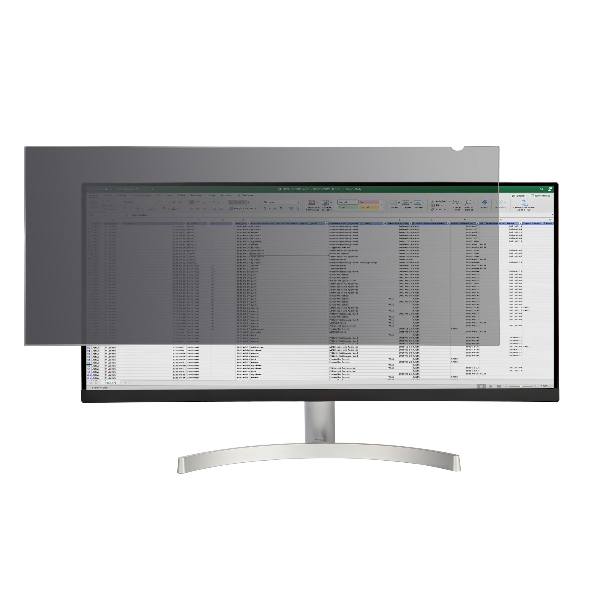 StarTech Monitor Privacy Screen for 34 inch Ultrawide Display, 21:9 Widescreen Computer Screen Security Filter, Blue Light Reducing (PRIVSCNMON34W) - Display privacy filter - 34" wide - transparent