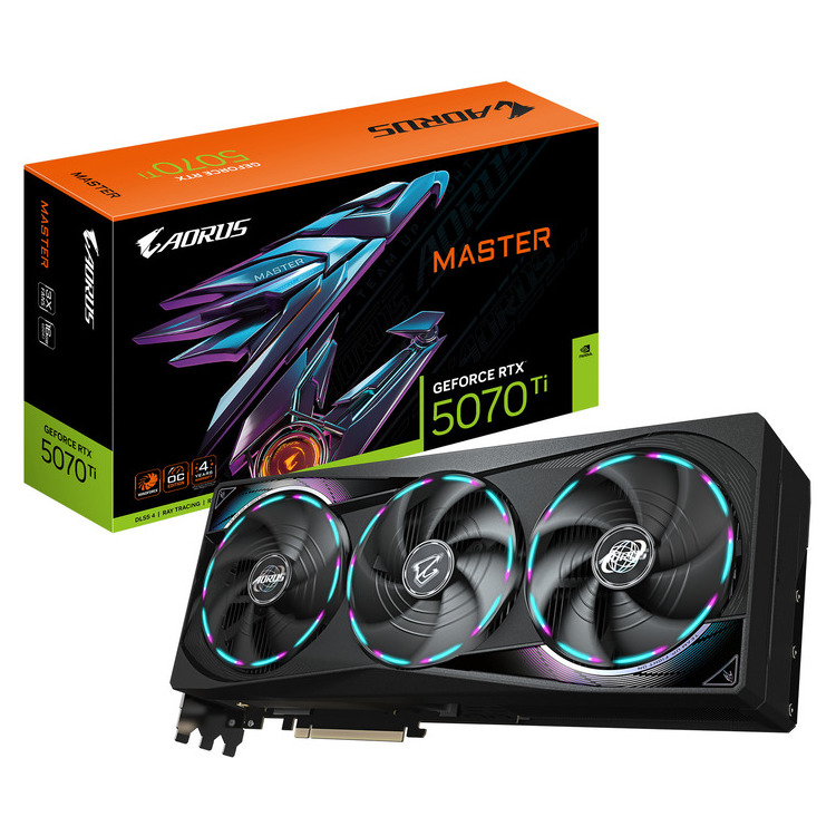 Gigabyte NVIDIA GeForce RTX 5070 Ti AORUS MASTER 16GB GDDR7 Graphics Card,  8960 CUDA Cores, 2588 MHz Core Clock, Triple Fan, RGB, 3x DisplayPorts / 1x HDMI Port