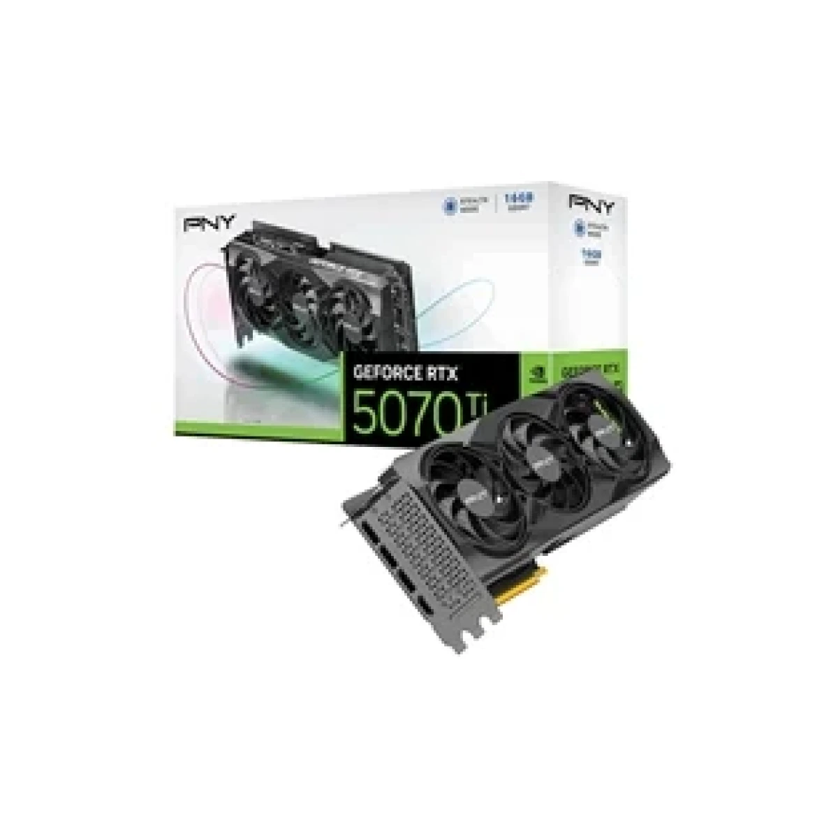 PNY NVIDIA GEFORCE RTX 5070 Ti 16GB, GDDR7 Graphics Card, 8960 CUDA Cores, 2295 MHz Core Clock, Triple Fan, 3x Display Ports / 1x HDMI Port