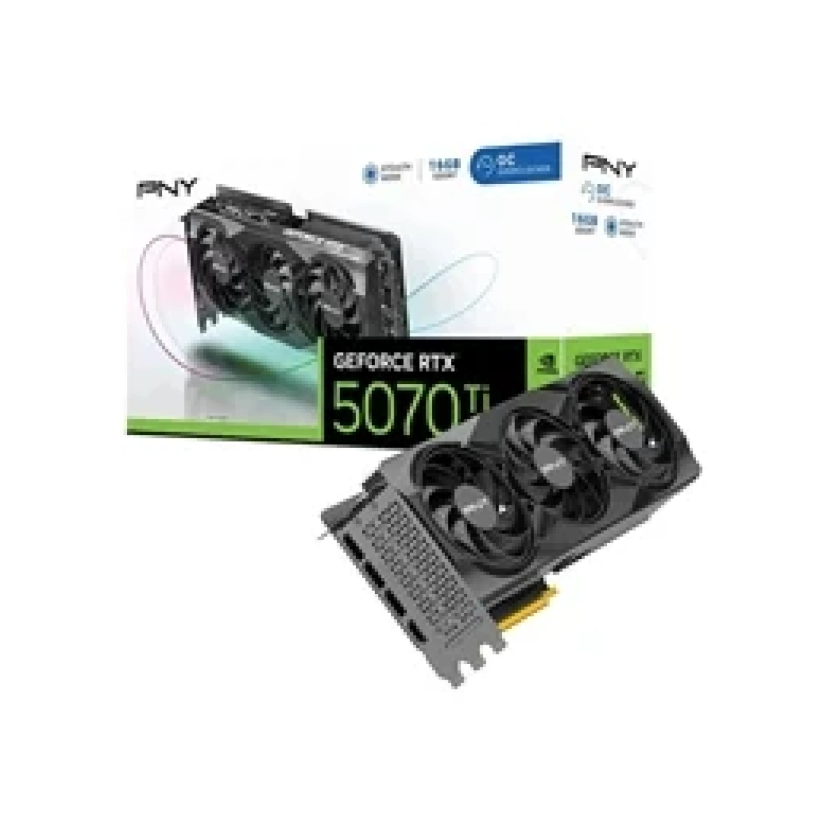 PNY NVIDIA GEFORCE RTX 5070 Ti OC 16GB, GDDR7 Graphics Card, 8960 CUDA Cores, 2295 MHz Core Clock, Triple Fan, 3x Display Ports / 1x HDMI Port