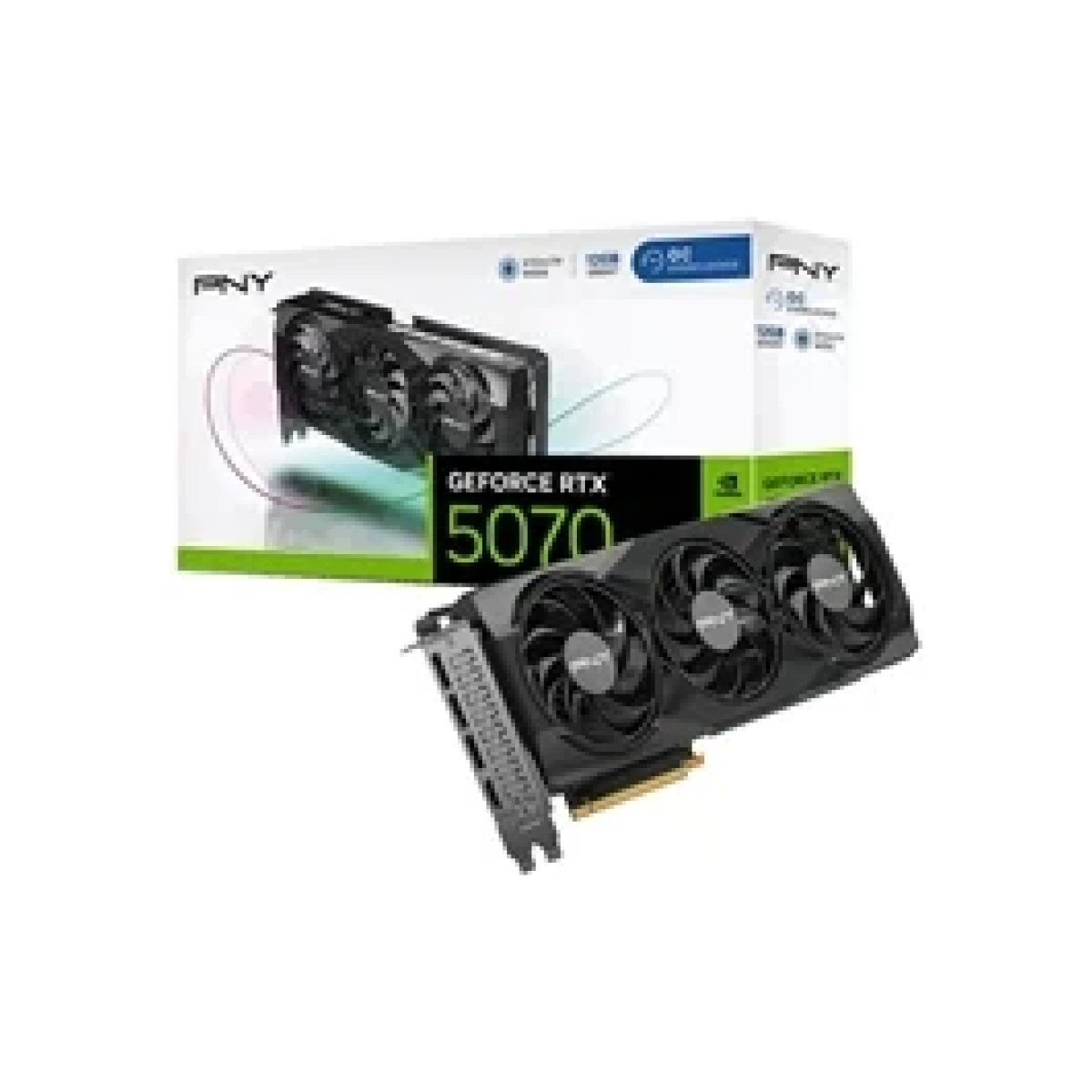 PNY NVIDIA GeForce RTX 5070 OC 12GB GDDR7 Graphics Card, 6144 CUDA Cores, 2160 MHz Core Clock, Triple Fan, 3x DisplayPorts / 1x HDMI Port