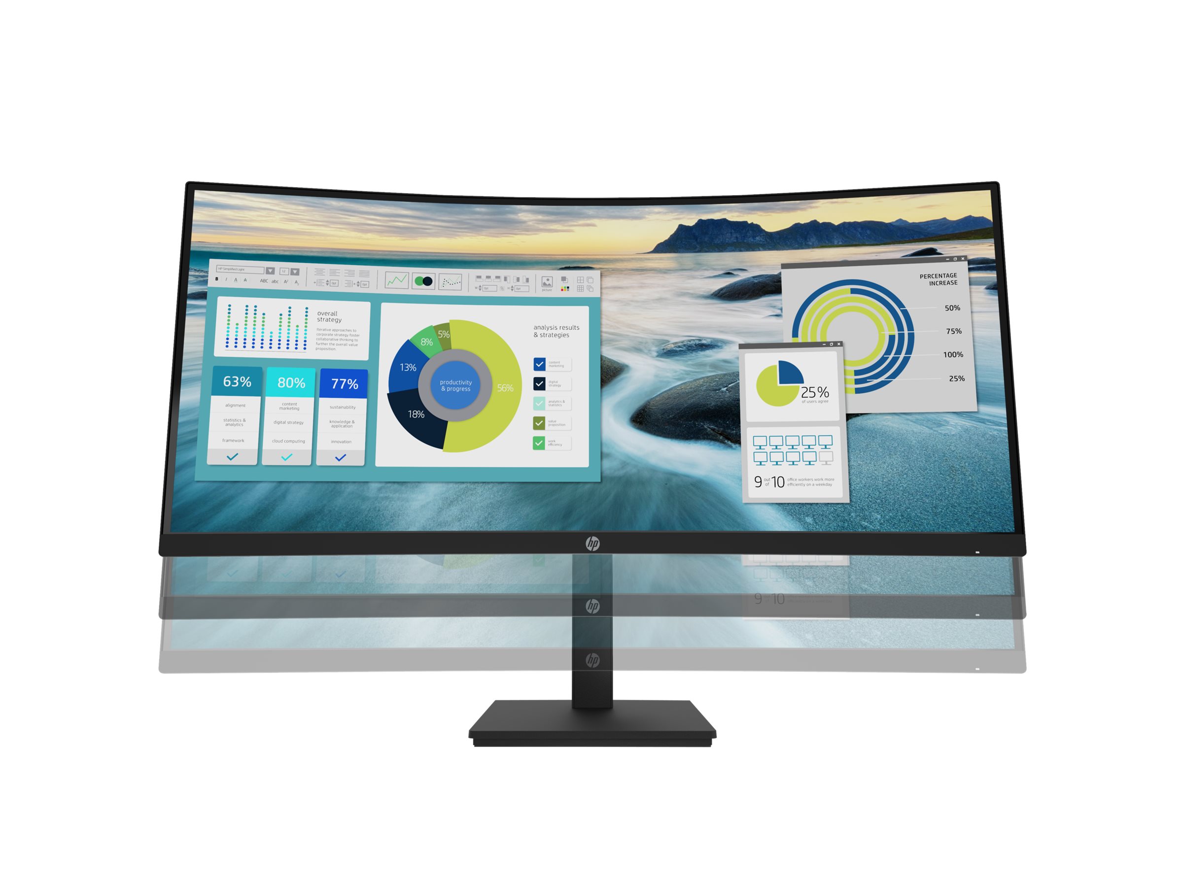HP P34hc G4 - P-Series - LED monitor - curved - 34" - 3440 x 1440 WQHD @ 60 Hz - VA - 250 cd/m² - 3500:1 - 5 ms - HDMI, DisplayPort, USB-C - speakers - black