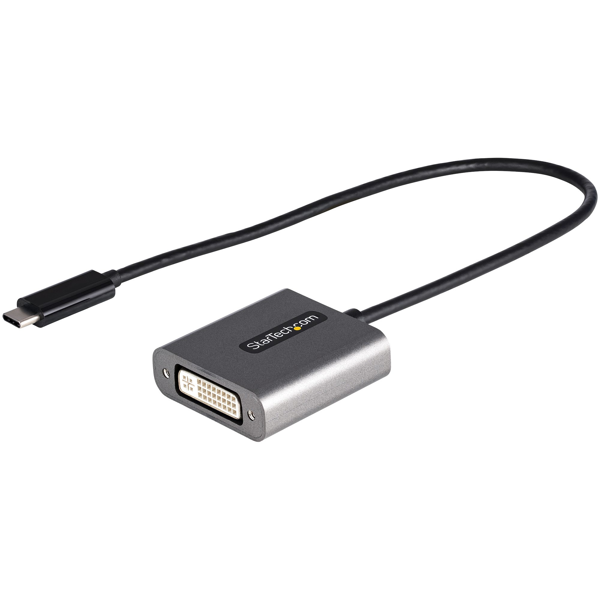 StarTech USB C to DVI Adapter, 1920x1200p, USB-C to DVI-D Adapter, USB Type C to DVI Monitor, Video Converter, Thunderbolt 3 Compatible, USB-C to DVI Dongle, 12" Long Attached Cable - USB C Display Adapter (CDP2DVIEC) - Adapter - single link - USB-C (M) t
