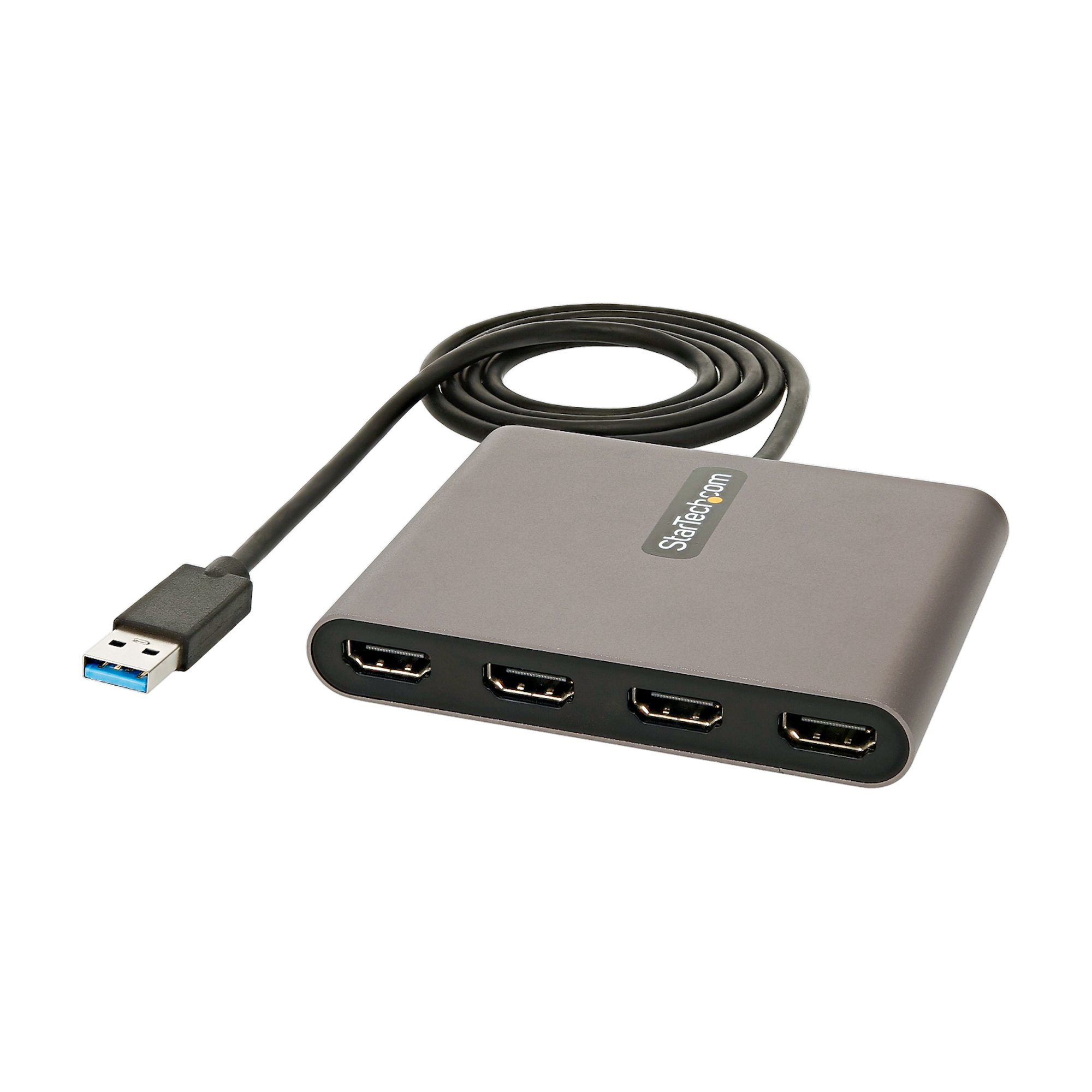 Startech USB 3.0 to 4 HDMI Adapter, External Video & Graphics Card, USB Type-A to Quad HDMI Monitor Display Adapter Dongle, 1080p 60Hz, USB 3.0 to HDMI Adapter/Video Converter, Windows - Multi Monitor Adapter - Adapter cable - USB Type A male to HDMI fema