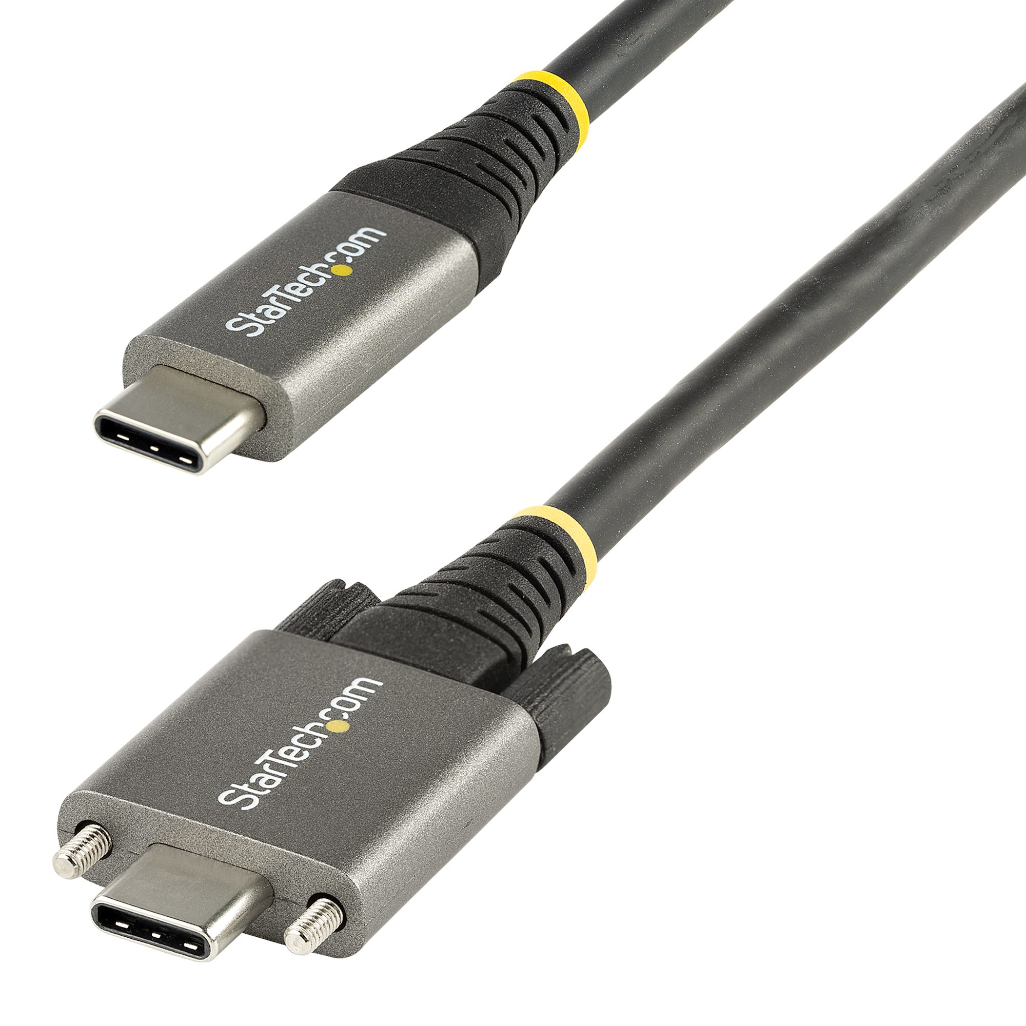 StarTech 20" 50cm Side Screw Locking USB C Cable 10Gbps, USB 3.1/3.2 Gen 2 Type-C Cable, 100W (5A) Power Delivery Charging, DP Alt Mode, Dual Screw Lock, USB-C to C Cord, Charge/Sync - Thunderbolt 3 Compatible - USB cable - USB-C (M) straight/locking to U