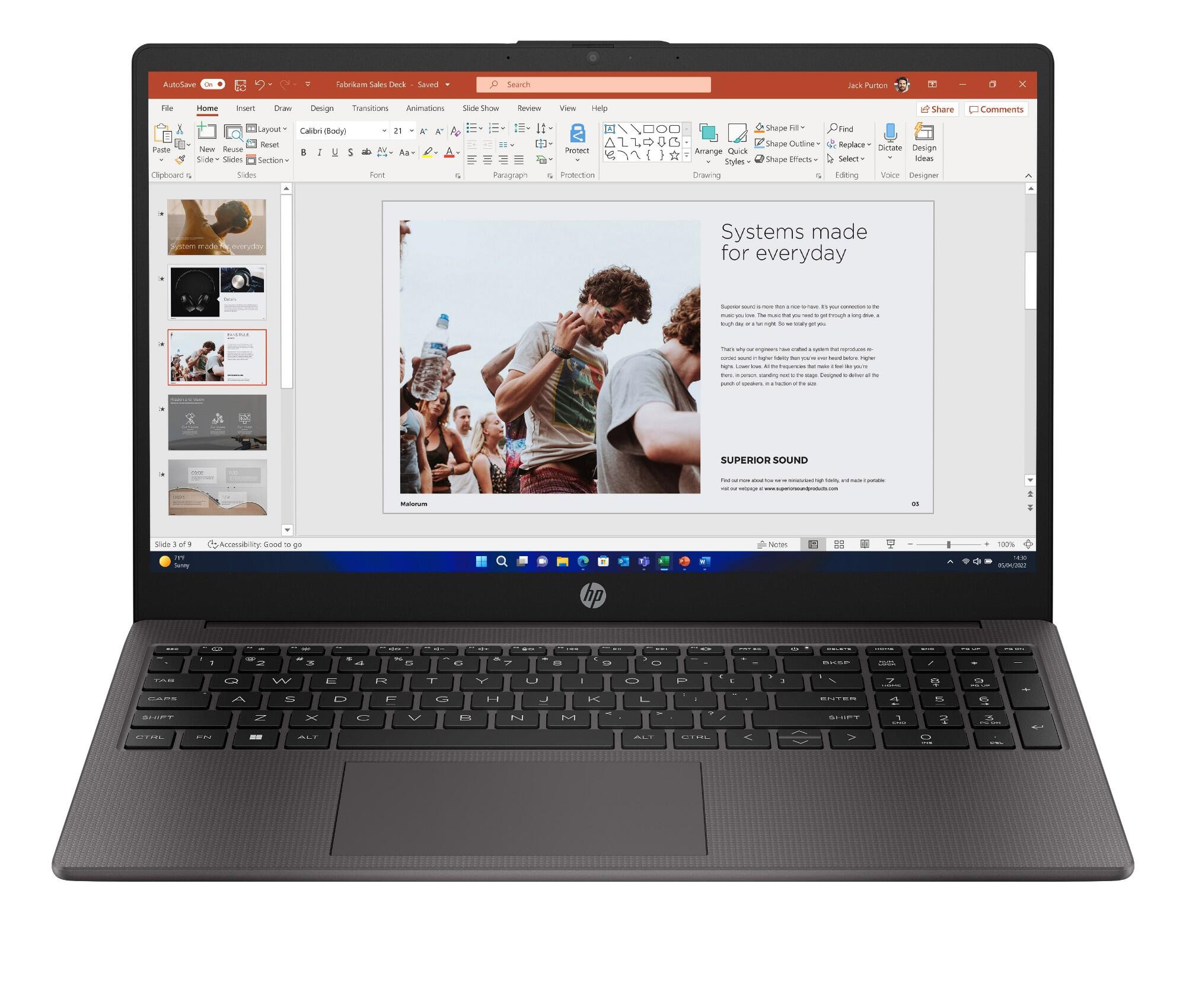 HP 255 G10 AK9U8AT#ABU Laptop, 15.6 Inch Full HD 1080p Screen, AMD Ryzen 5 7530U, 8GB RAM, 256GB SSD, Windows 11 Home