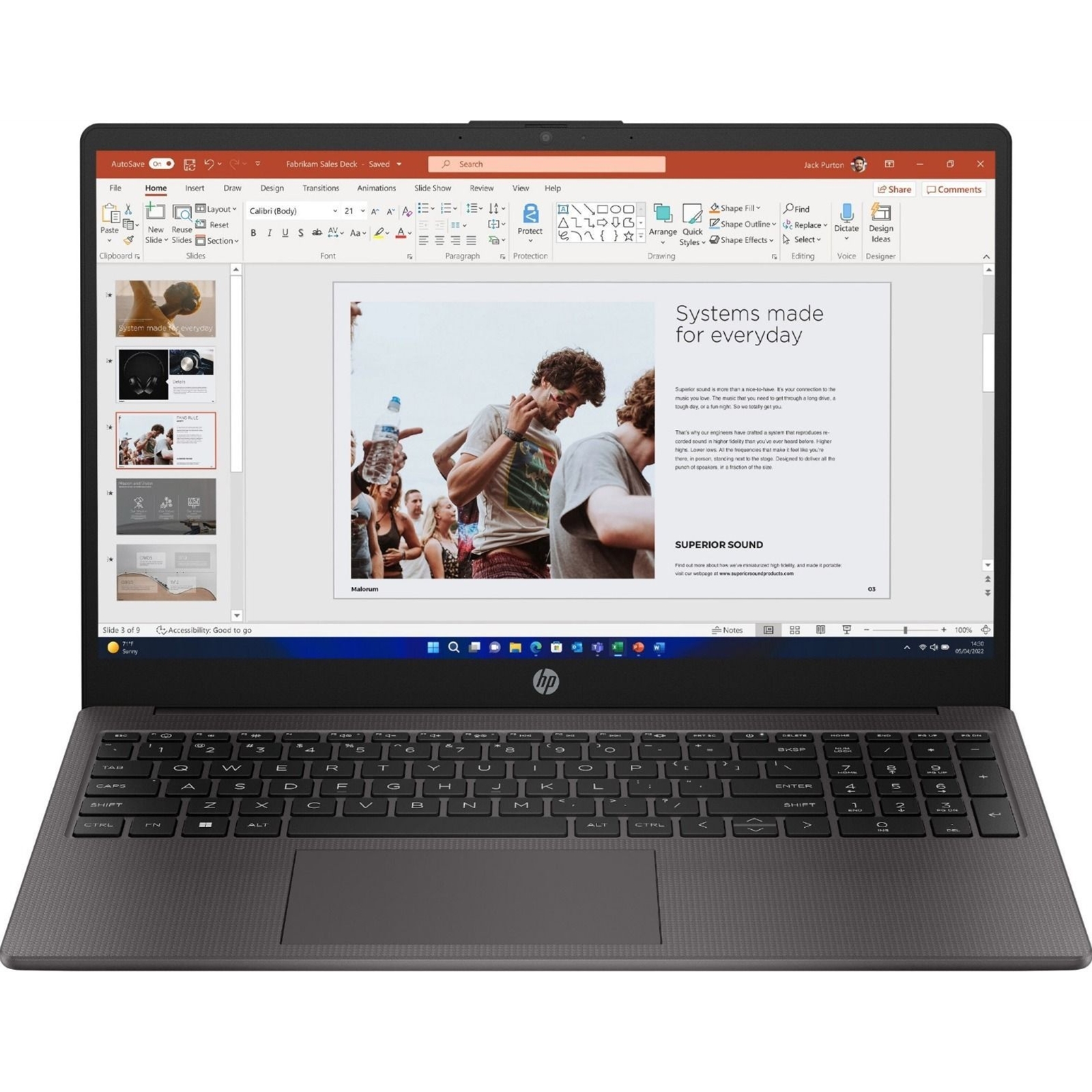 HP 255 G10 AK9V0AT#ABU Laptop, 15.6 Inch Full HD 1080p Screen, AMD Ryzen 5-7530U Processor, 16GB RAM, 512GB SSD, Windows 11 Home