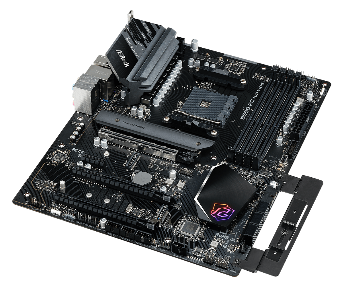 ASRock B550 PG RIPTIDE AMD AM4 Socket Motherboard, ATX, 4x DDR4 Slots, 2x M.2 Socket, 2.5GbE LAN, 1x HDMI Port