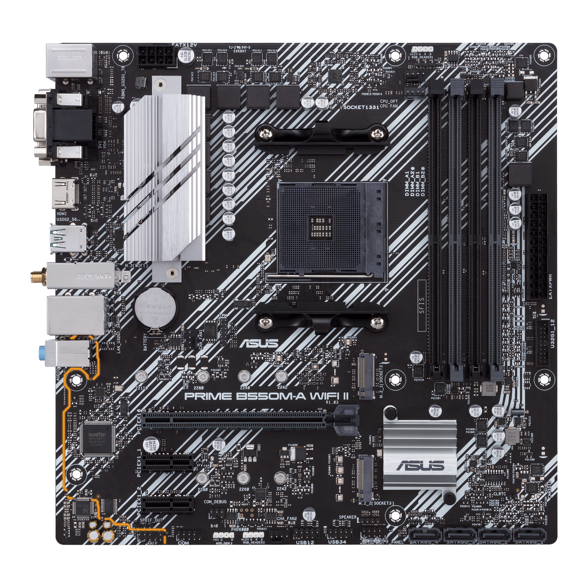 ASUS PRIME B550M-A WIFI II - Motherboard - micro ATX - Socket AM4 - AMD B550 Chipset - USB 3.2 Gen 1, USB 3.2 Gen 2 - Gigabit LAN, Wi-Fi 6, Bluetooth - onboard graphics (CPU required) - HD Audio (8-channel)