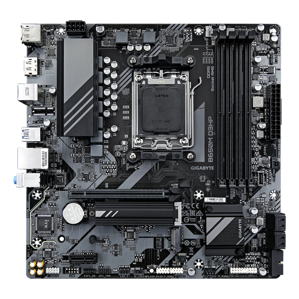 Gigabyte B650M D3HP Ultra Durable AMD AM5 Socket Motherboard, Micro-ATX, 4x DDR5 Slots, 2x M.2 Sockets, 2.5GbE LAN, 2x DisplayPorts / 1x HDMI Port