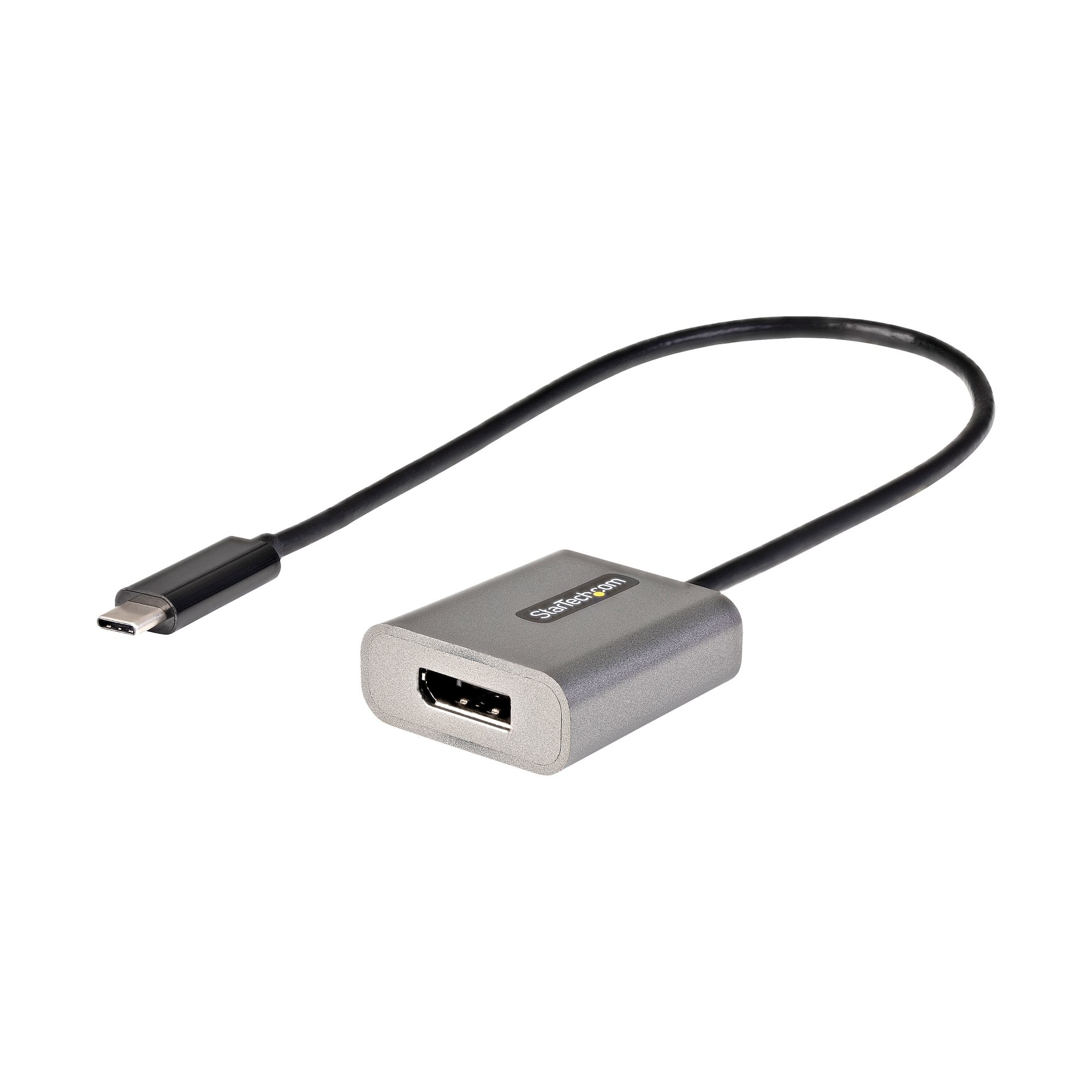 StarTech USB C to DisplayPort Adapter, 8K/4K 60Hz USB-C to DisplayPort 1.4 Adapter Dongle, USB Type-C to DP Monitor Video Converter, Thunderbolt 3 Compatible, w/12" Long Attached Cable - HBR3, DSC, DP Alt Mode (CDP2DPEC) - Adapter - USB-C (M) to DisplayPo