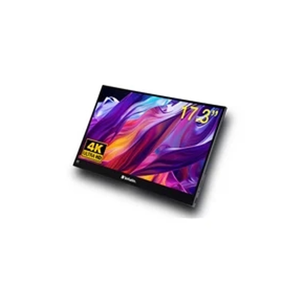 Verbatim Portable 17.3 Inch Touchscreen Monitor 4K UHD ALU, HDMI, 2x USB-C, 3840 x 2160 Resolution, 60Hz, Built-in Kickstand, Tilt: From 0 Up To 85