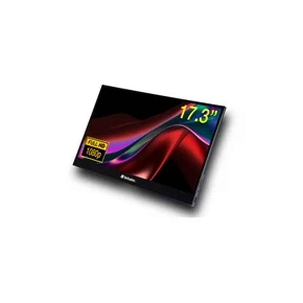 Verbatim PMT-17 Portable 17.3" FHD Touchscreen Monitor ALU, 1920 x 1080 Resolution, 60Hz, Built-in Kickstand, Tilt: From 0 Up To 85