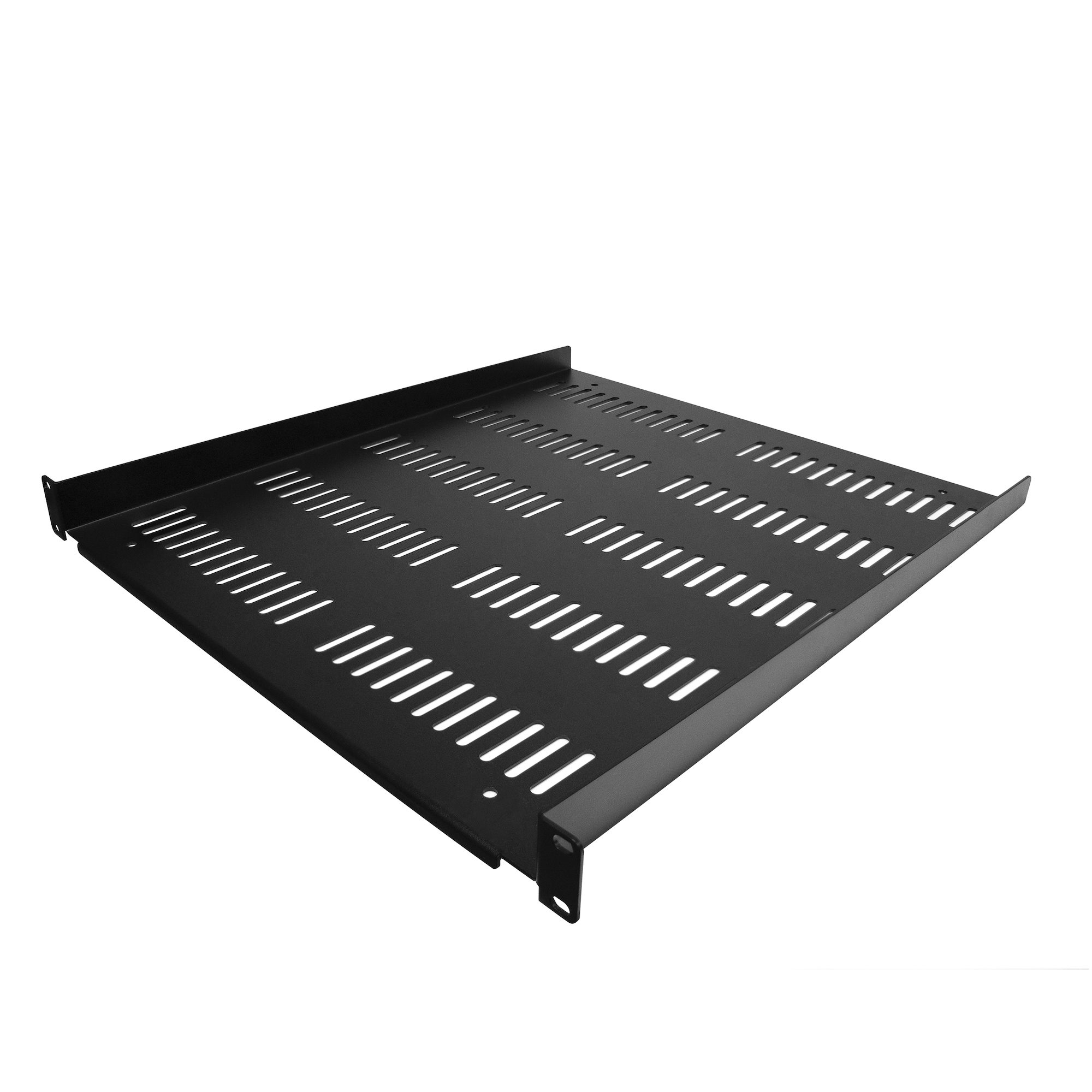 Startech 1U Vented Server Rack Cabinet Shelf, 20in Deep Fixed Cantilever Tray, Rackmount Shelf for 19" AV/Data/Network Equipment Enclosure w/ Cage Nuts & Screws, 55lbs Weight Capacity - 1U Network Rack Shelf - Rack shelf - black - 1U - 19