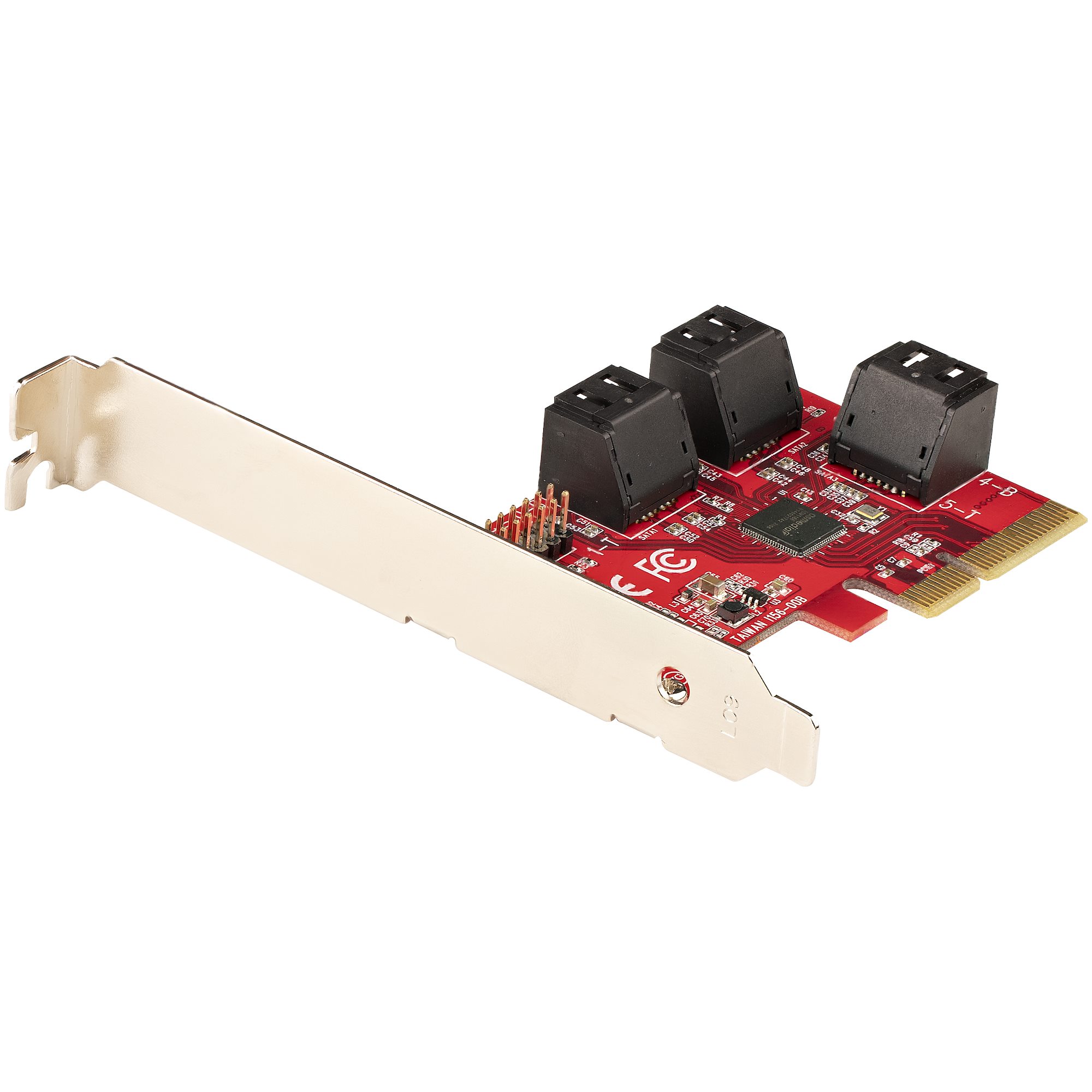 Startech SATA PCIe Card, 6 Port PCIe SATA Expansion card, 6Gbps SATA Card, Low/Full Profile, Stacked SATA Connectors, ASM1166 Non-Raid SATA Controller Card - PCI Express to SATA Converter - Storage controller - SATA 6Gb/s - low profile - PCIe 3.0 x4 - red