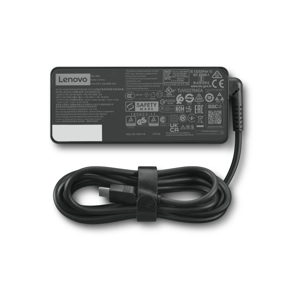 Lenovo USB-C 65W AC Adapter - Power adapter - AC - 65 Watt - United Kingdom - black - for IdeaPad 5 14, 5 15, 5 Pro 14, ThinkBook 14s Yoga G2 IAP, 15 G4 ABA, Yoga 7 14, 7 16