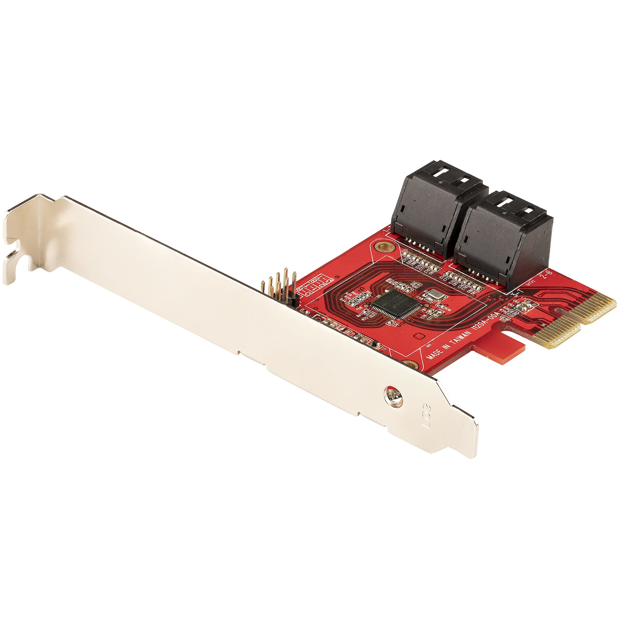 Startech SATA PCIe Card, 4 Port PCIe SATA Expansion card, 6Gbps SATA Card, Low/Full Profile, SATA Stacked Connectors, ASM1164 Non-Raid SATA Controller Card - PCI Express to SATA Converter - Storage controller - SATA 6Gb/s - low profile - PCIe 3.0 x2 - red