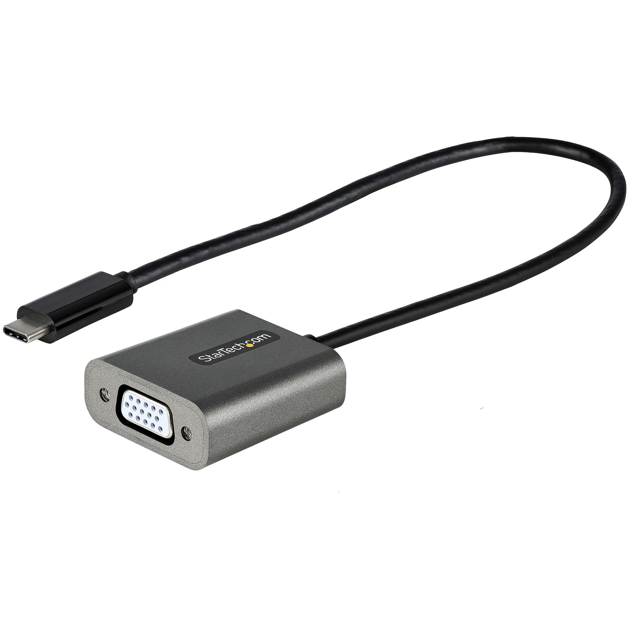 Startech USB C to VGA Adapter, 1080p USB Type-C to VGA Adapter Dongle, USB-C (DP Alt Mode) to VGA Monitor/Display Video Converter, Thunderbolt 3 Compatible, 12" Long Attached Cable - USB C to VGA Converter (CDP2VGAEC) - Adapter - USB-C male to HD-15 (VGA)