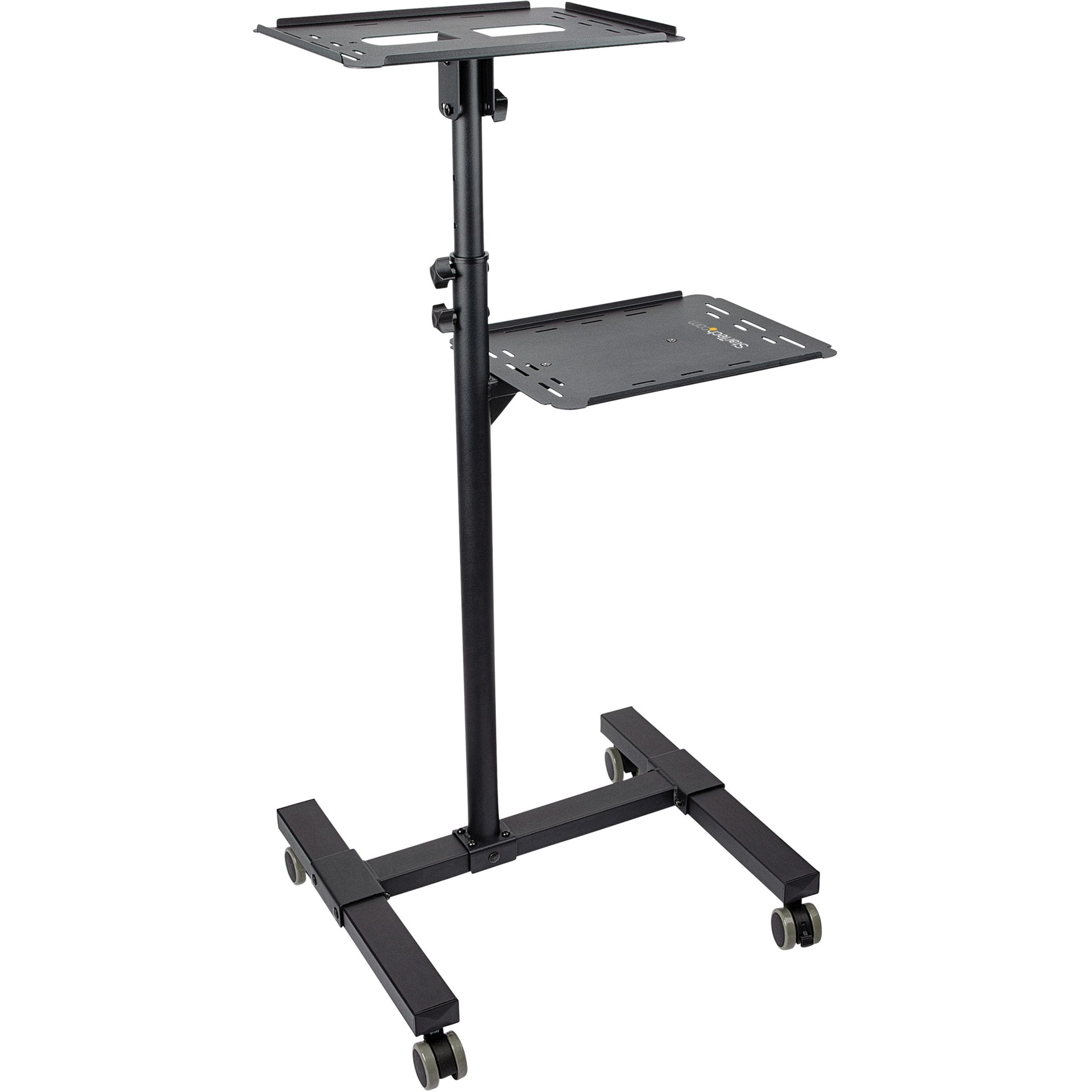 Startech Mobile Projector and Laptop Stand/Cart, Heavy Duty Portable Projector Stand (2 Vented Shelves, hold 22lb/10kg each), Height Adjustable Rolling AV Presentation Cart with Wheels - Lockable Casters - Cart - for projector / notebook - steel - black