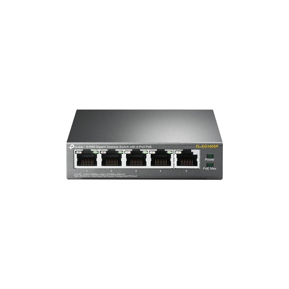 TP-Link TL-SG1005P 5-Port Metal Gigabit Desktop PoE Switch with 4-Port PoE+ (65W)