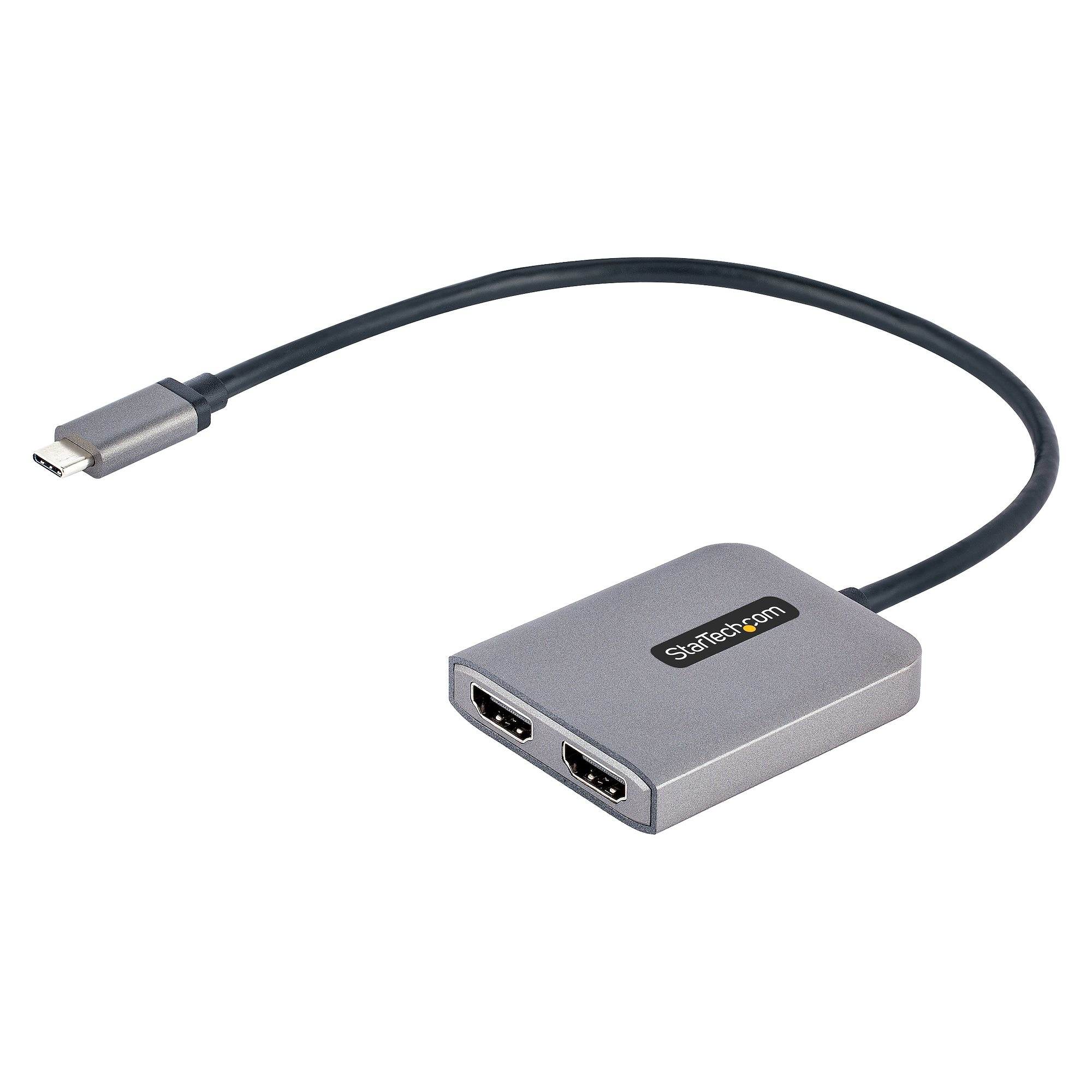 Startech USB-C to Dual HDMI MST HUB, Dual HDMI 4K 60Hz, USB Type C Multi Monitor Adapter for Laptop w/ 1ft (30cm) cable, DP 1.4 Multi-Stream Transport Hub, USB Type C to 2x HDMI Ports - USB-C to HDMI Splitter (MST14CD122HD) - Adapter - USB-C male to HDMI