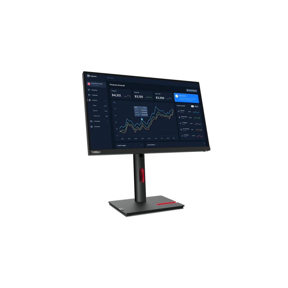 Lenovo ThinkVision T22i-30 - LED monitor - 21.5" - 1920 x 1080 Full HD (1080p) @ 60 Hz - IPS - 250 cd/m² - 1000:1 - 4 ms - HDMI, VGA, DisplayPort - raven black