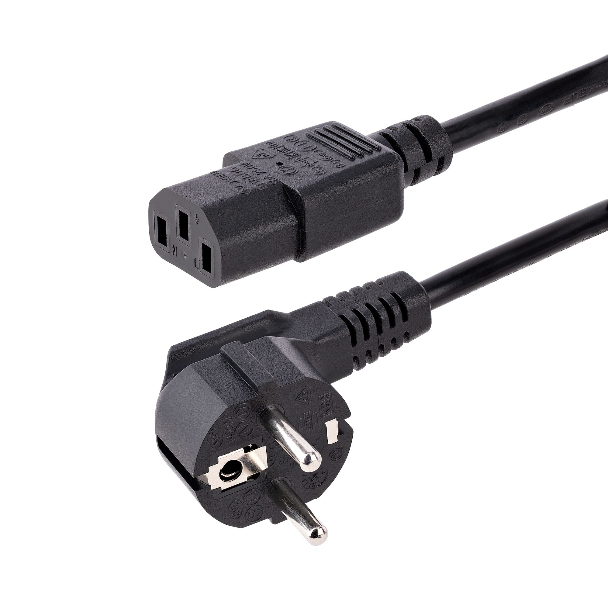 StarTech 1m (3ft) Computer Power Cord, 18AWG, EU Schuko to C13 Power Cord, 10A 250V, Black Replacement AC Cord, TV/Monitor Power Cable, Schuko CEE 7/7 to IEC 60320 C13 Power Cord - PC Power Supply Cable (713E-1M-POWER-CORD) - Power cable - power CEE 7/7 (