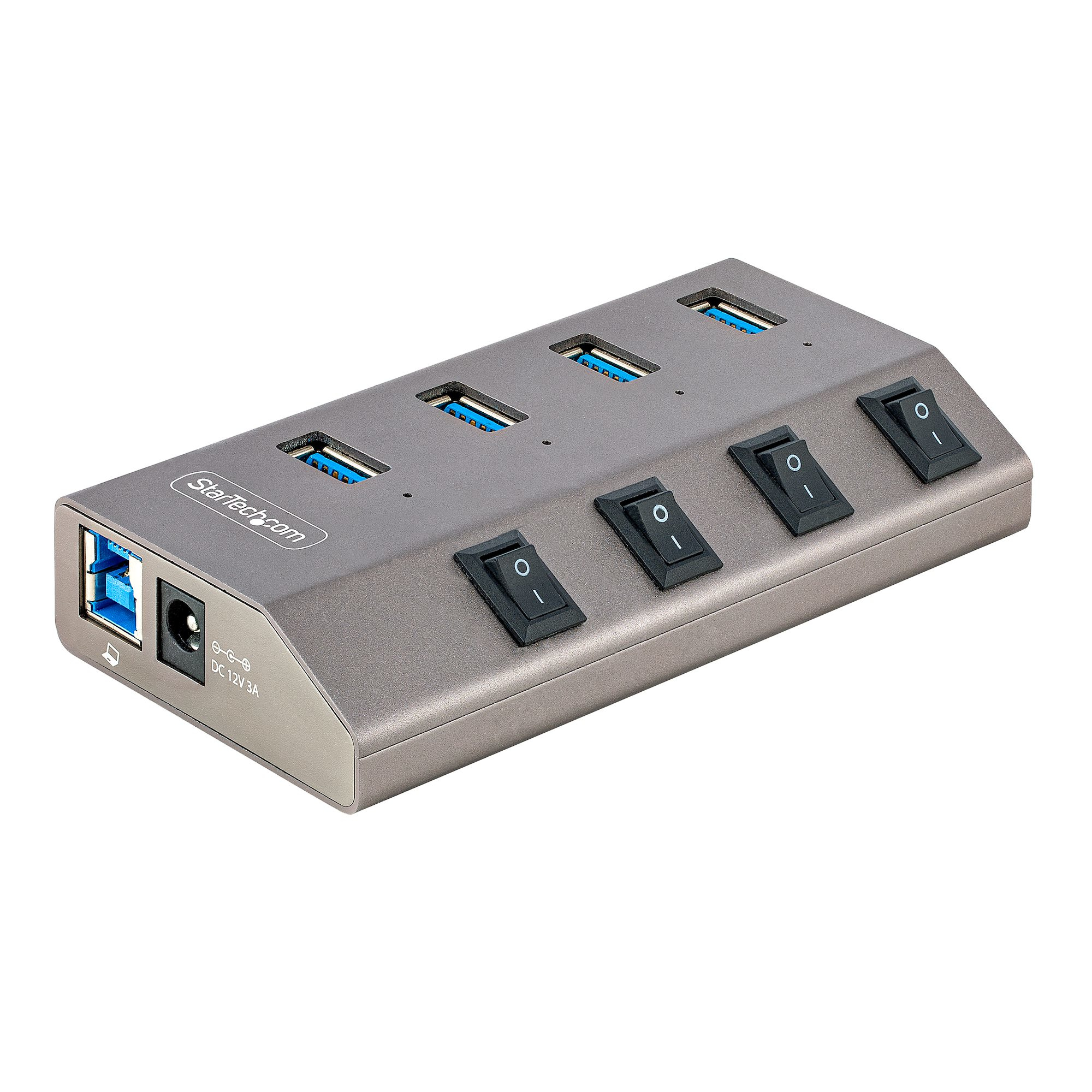 Startech 4-Port Self-Powered USB-C Hub with Individual On/Off Switches, USB 3.0 5Gbps Expansion Hub w/Power Supply, Desktop/Laptop USB-C to USB-A Hub, 4x BC 1.2 (1.5A), USB Type C Hub - USB-C/A Host Cables (5G4AIBS-USB-HUB-EU) - Hub - 4 x USB 3.2 Gen 1 -