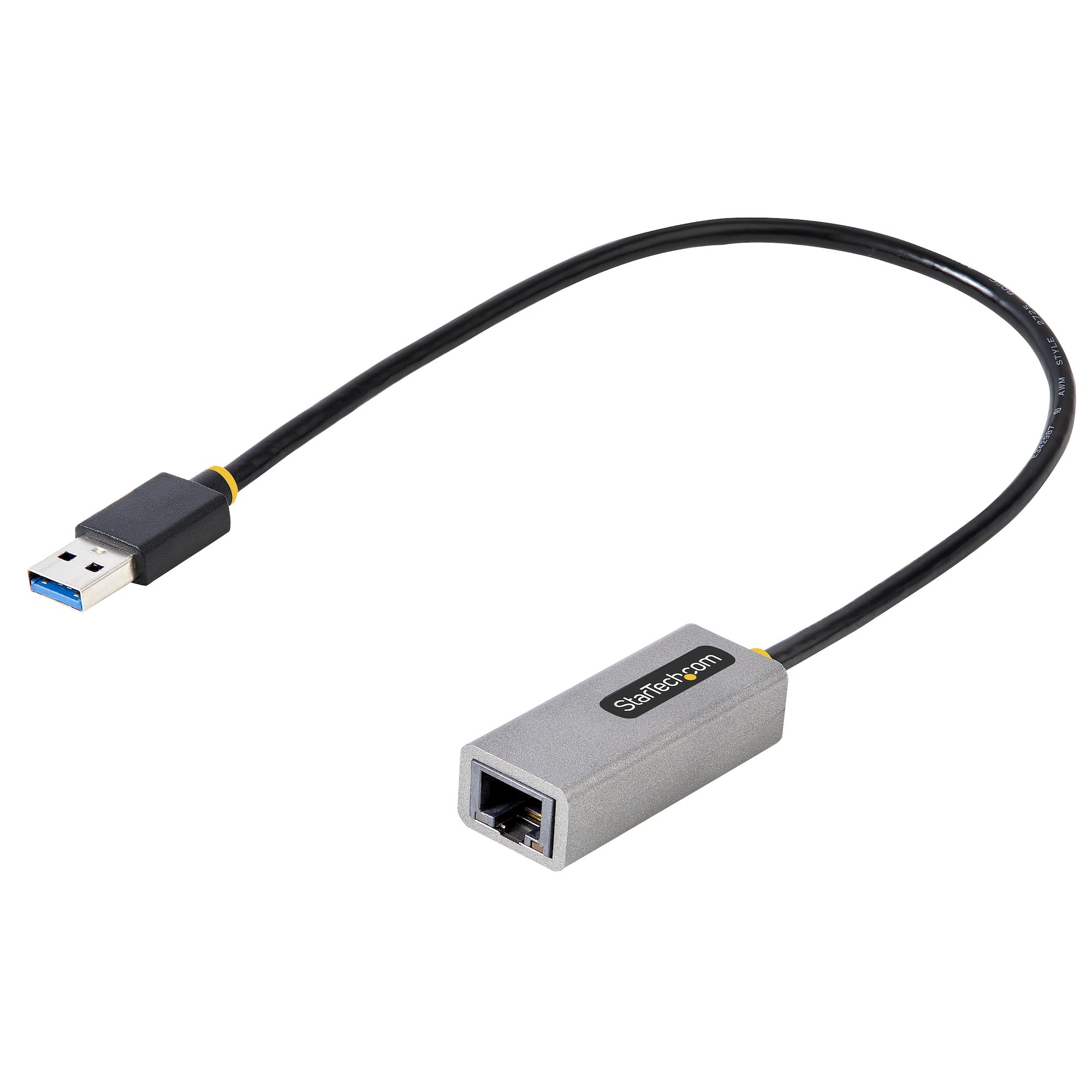 Startech USB to Ethernet Adapter, USB 3.0 to 10/100/1000 Gigabit Ethernet LAN Converter for Laptops, 1ft (30cm) Attached Cable, USB to RJ45 Adapter, USB NIC Adapter, Ethernet Dongle - USB Network Adapter - Network adapter - USB 3.2 Gen 1 - Gigabit Etherne