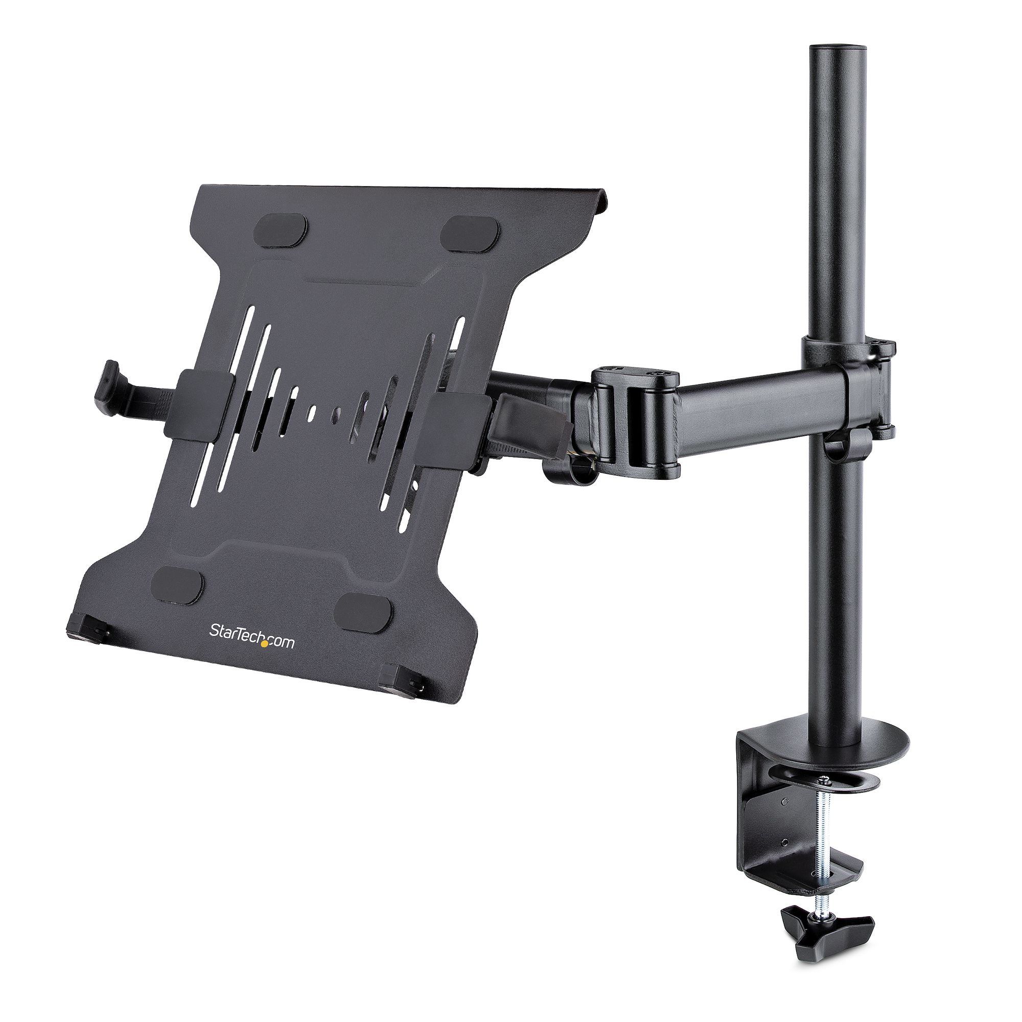 Startech Laptop Desk Mount, Monitor and Laptop Mount for Desk, Displays 34in (8kg/17.6lb) & Laptops (4.5kg/9.9lbs), Adjustable & Articulating VESA Laptop Tray Arm - Desk Monitor Mount - Clamp / Grommet Mount (A-LAPTOP-DESK-MOUNT) - Mounting kit (tray, art