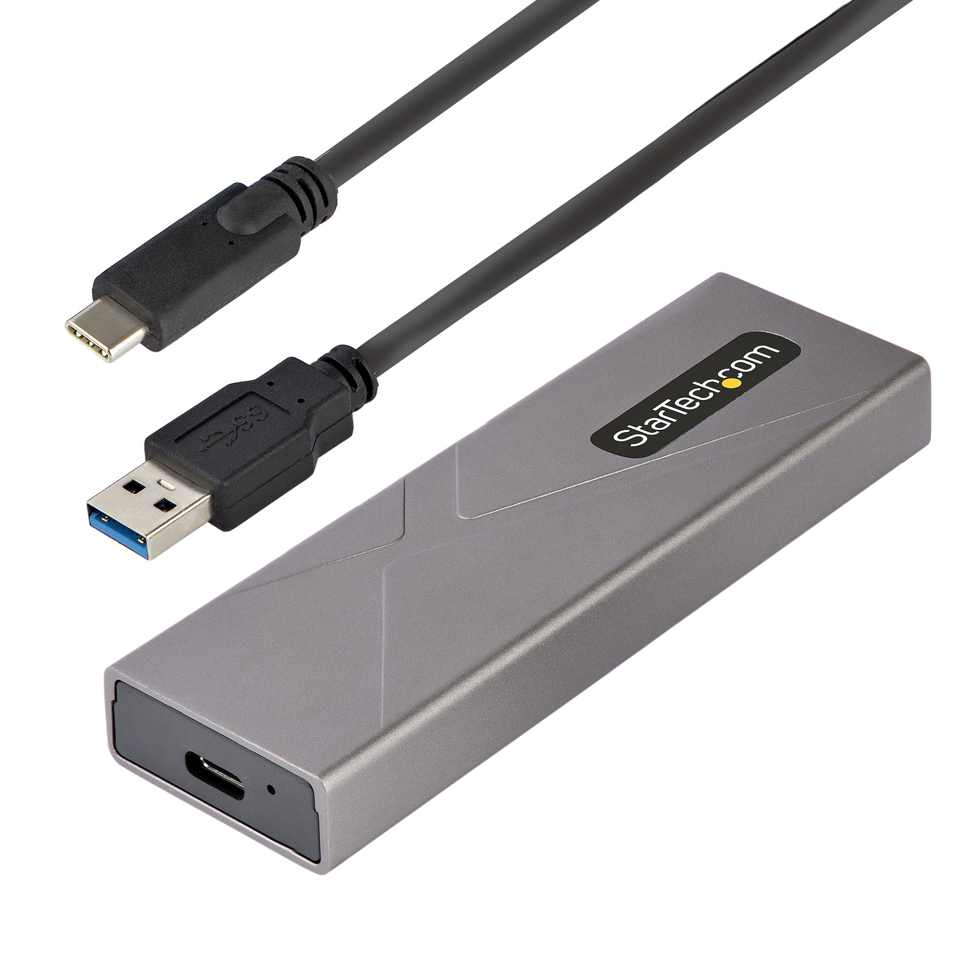 Startech USB-C 10Gbps to M.2 NVMe or M.2 SATA SSD Enclosure, Tool-free M.2 PCIe/SATA NGFF SSD Enclosure, Portable Aluminum Case, USB Type-C & USB-A Host Cables, For 2230/2242/2260/2280 - Works w/ Thunderbolt 3 (M2-USB-C-NVME-SATA) - Storage enclosure - M.