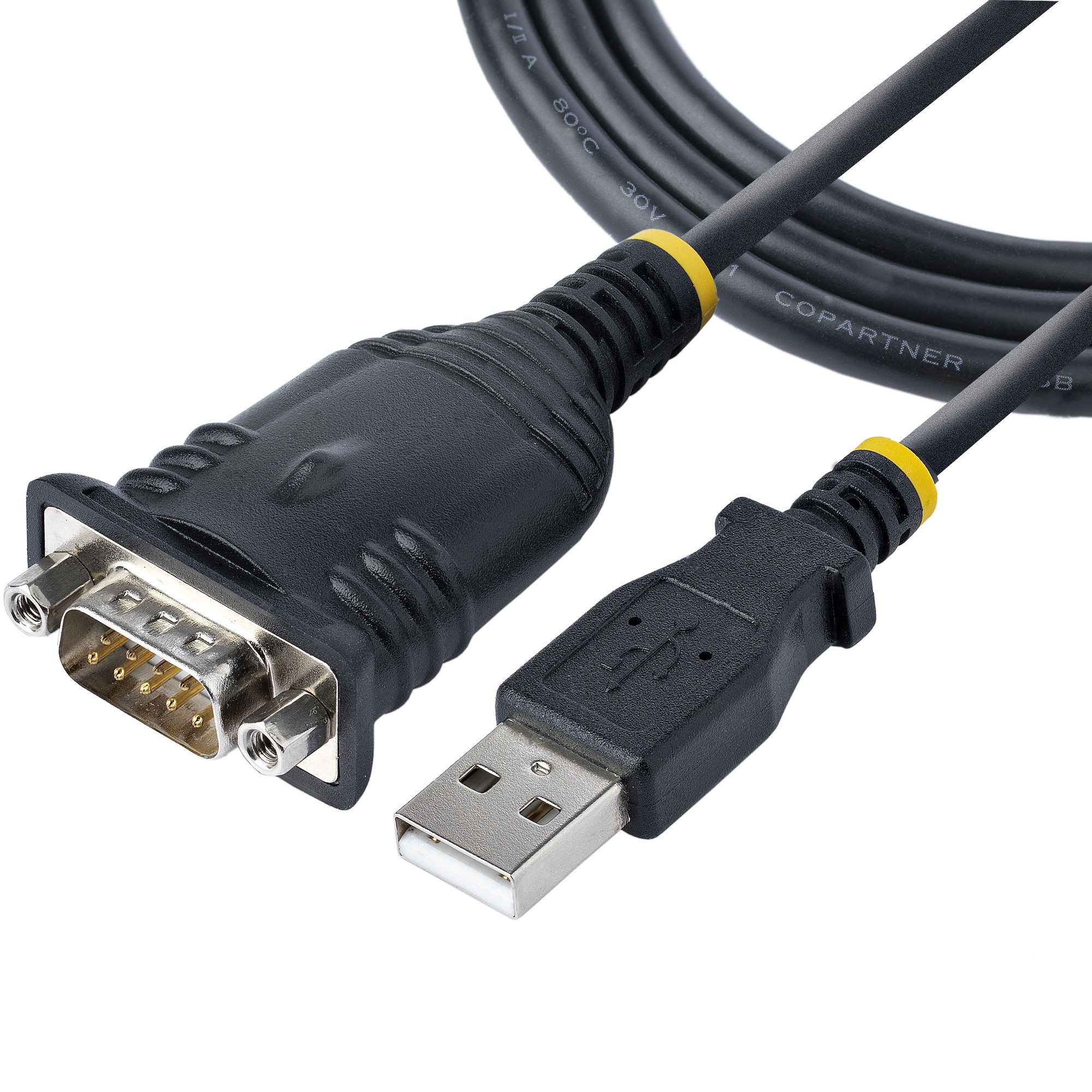 StarTech 3ft (1m) USB to Serial Cable, DB9 Male RS232 to USB Converter, USB to Serial Adapter for PLC/Printer/Scanner/Network Switches, USB to COM Port Adapter - Prolific IC, Automatic Handshake, Windows/macOS (1P3FP-USB-SERIAL) - Serial cable - DB-9 (M)