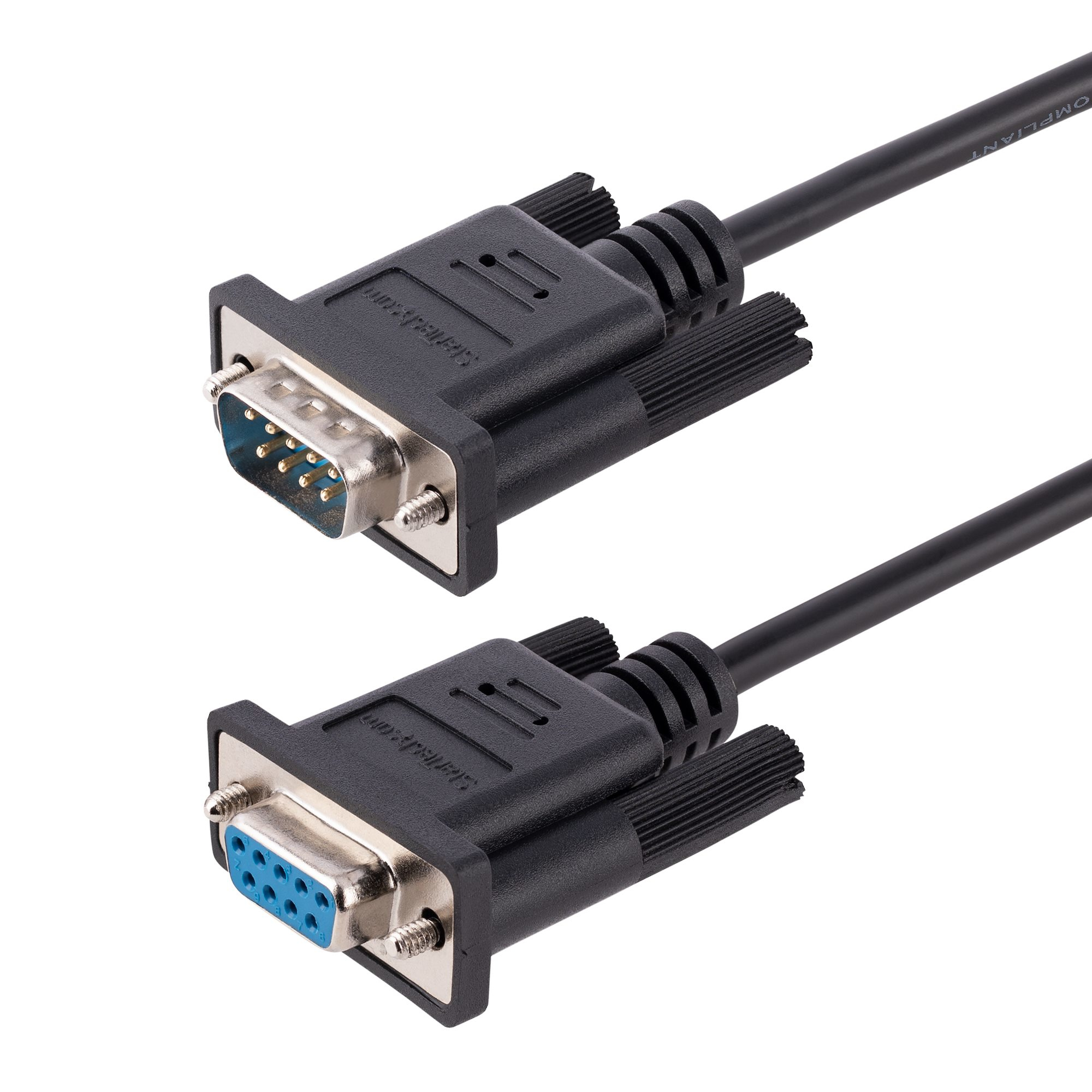 StarTech 3m RS232 Serial Null Modem Cable, Crossover Serial Cable w/Al-Mylar Shielding, DB9 Serial COM Port Cable Female to Male, Compatible w/DTE Devices - Tool-Less Design w/Thumbscrews, Black, F/M (9FMNM-3M-RS232-CABLE) - Null modem cable - DB-9 (F) to