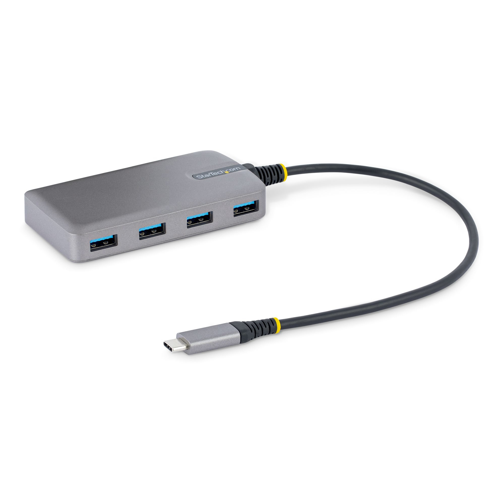 Startech 4-Port USB-C Hub, USB 3.0 5Gbps, Bus Powered, USB Type-C to 4x USB-A Hub with Optional Auxiliary Power Input, Portable Desktop/Laptop USB Hub with 1ft (30cm) Attached Cable - USB Expansion Hub (5G4AB-USB-C-HUB) - Hub - 4 x USB 3.2 Gen 1 + 1 x mic