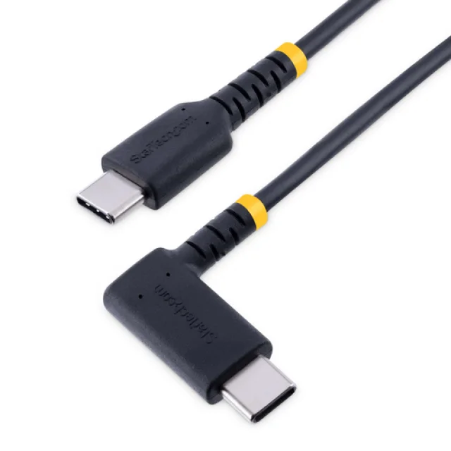 StarTech 6ft (2m) USB C Charging Cable Right Angle, 60W PD 3A, Heavy Duty Fast Charge USB-C Cable, USB 2.0 Type-C, Durable and Rugged Aramid Fiber, S20/iPad/Pixel - High Quality USB Charging Cord (R2CCR-2M-USB-CABLE) - USB cable - USB-C (M) straight to US