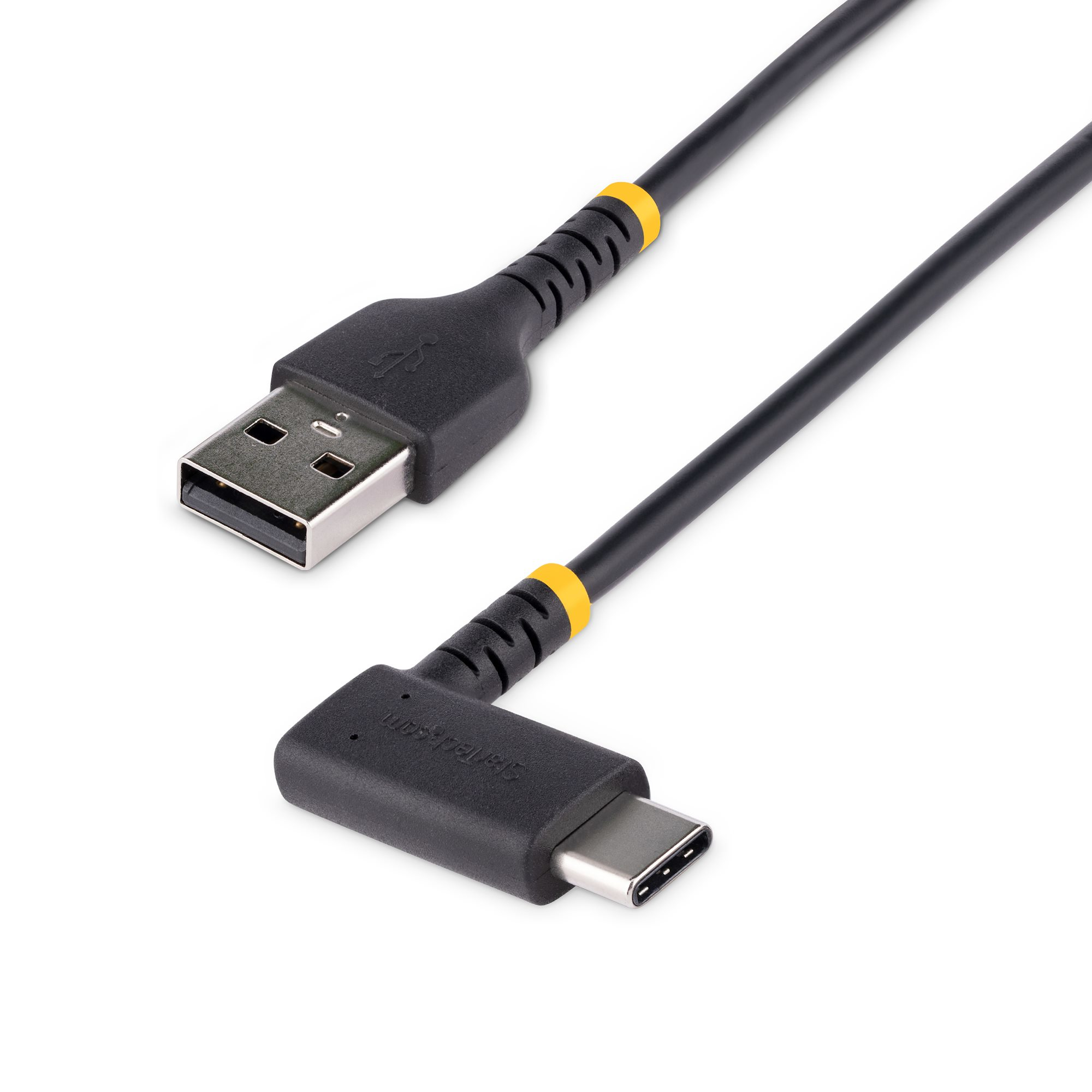StarTech 6ft (2m) USB A to C Charging Cable Right Angle, Heavy Duty Fast Charge USB-C Cable, USB 2.0 A to Type-C, Durable and Rugged Aramid Fiber, 3A, S20/iPad/Pixel - High Quality USB Charging Cord (R2ACR-2M-USB-CABLE) - USB cable - USB (M) straight to U